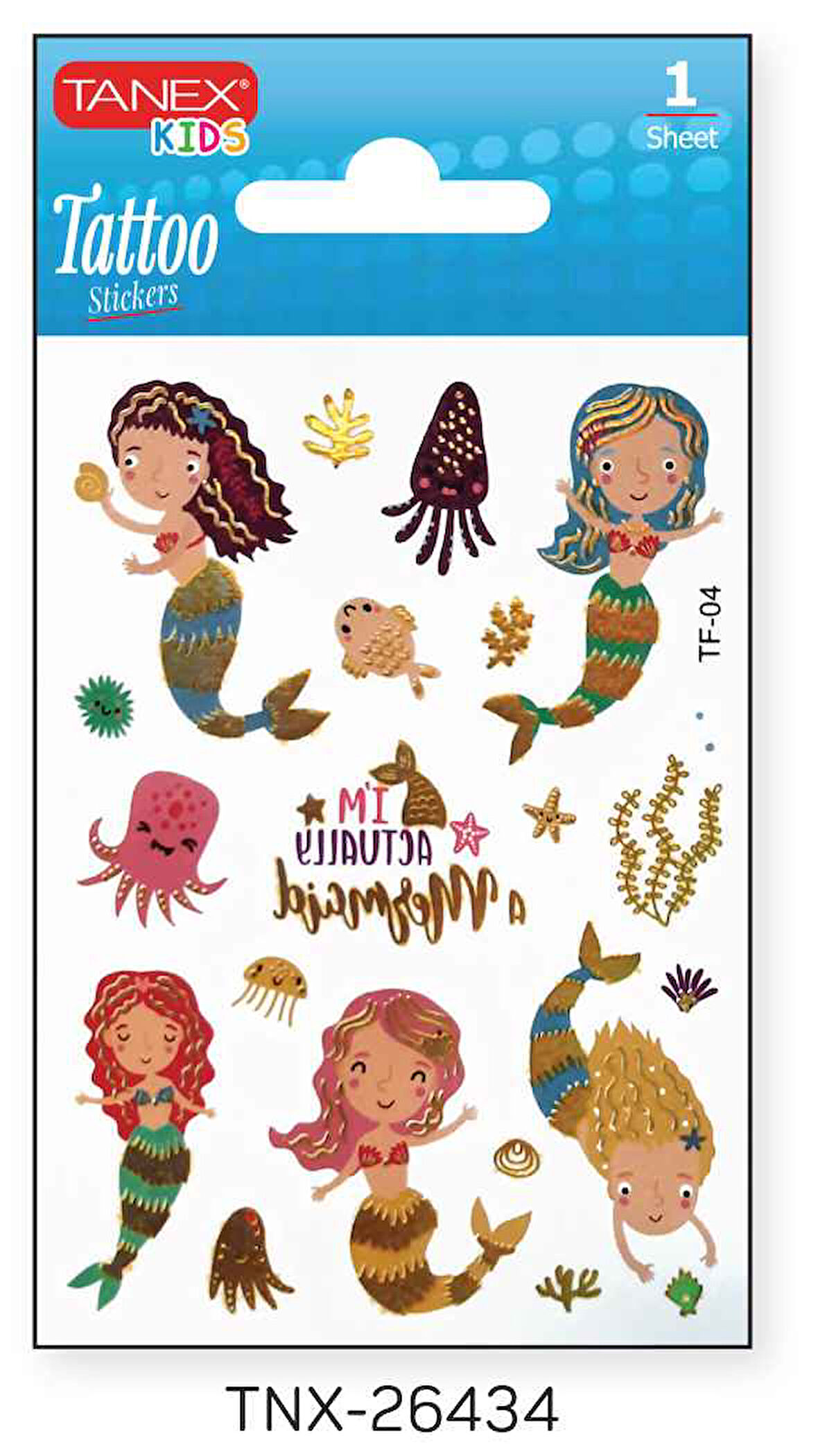 Tanex 7,5x10,5mm Deniz Kızı Mini Tatoo Etiket TNX-26434