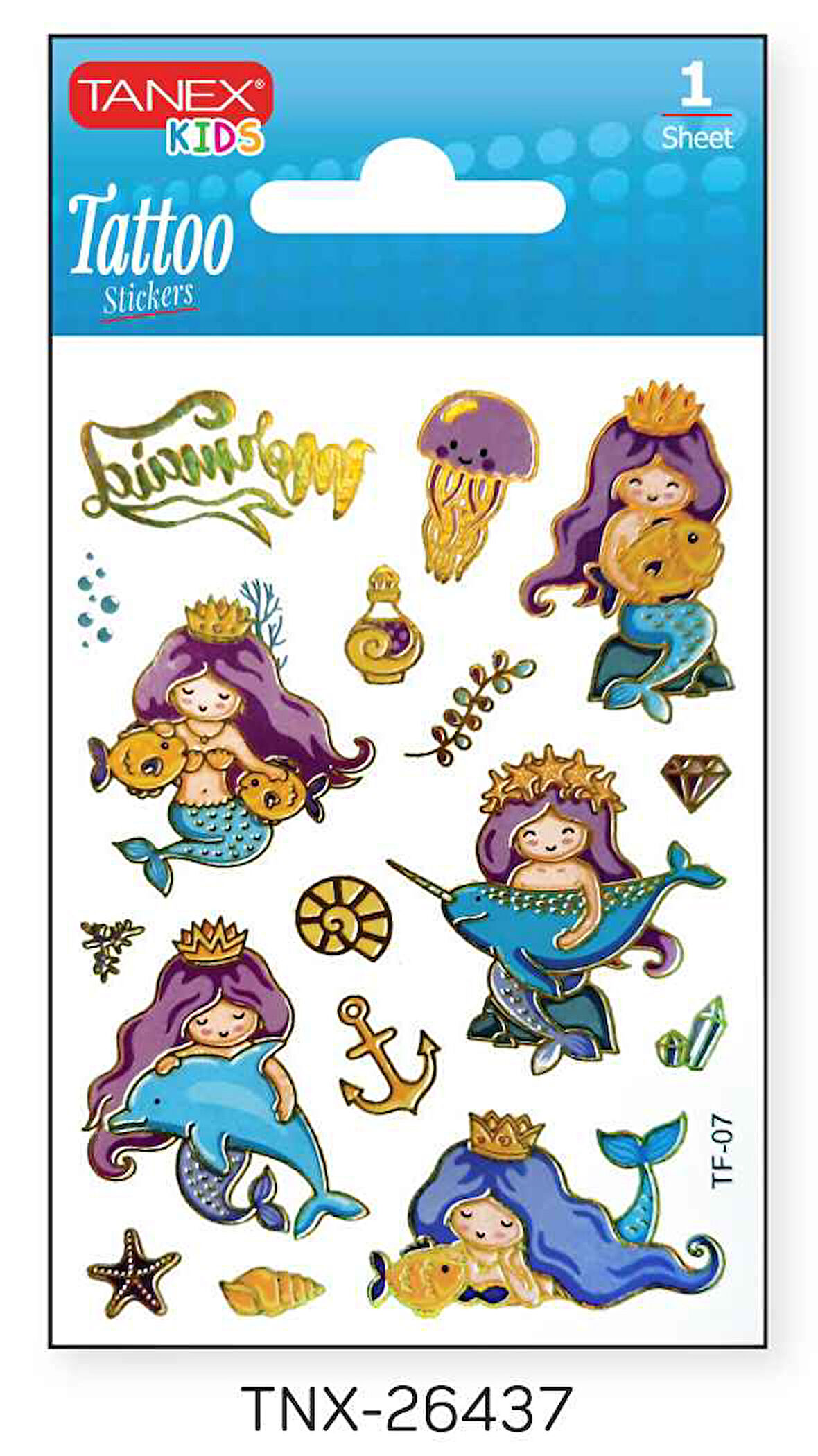 Tanex 7,5x10,5mm Deniz Kızı Mini Tatoo Etiket TNX-26437