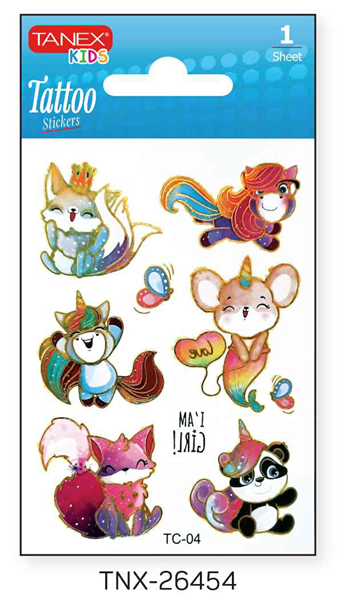 Tanex 7,5x10,5mm Neşeli Mini Tatoo Etiket TNX-26454