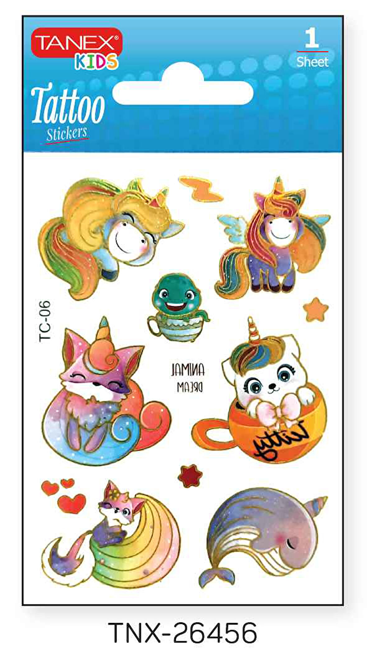 Tanex 7,5x10,5mm Neşeli Mini Tatoo Etiket TNX-26456