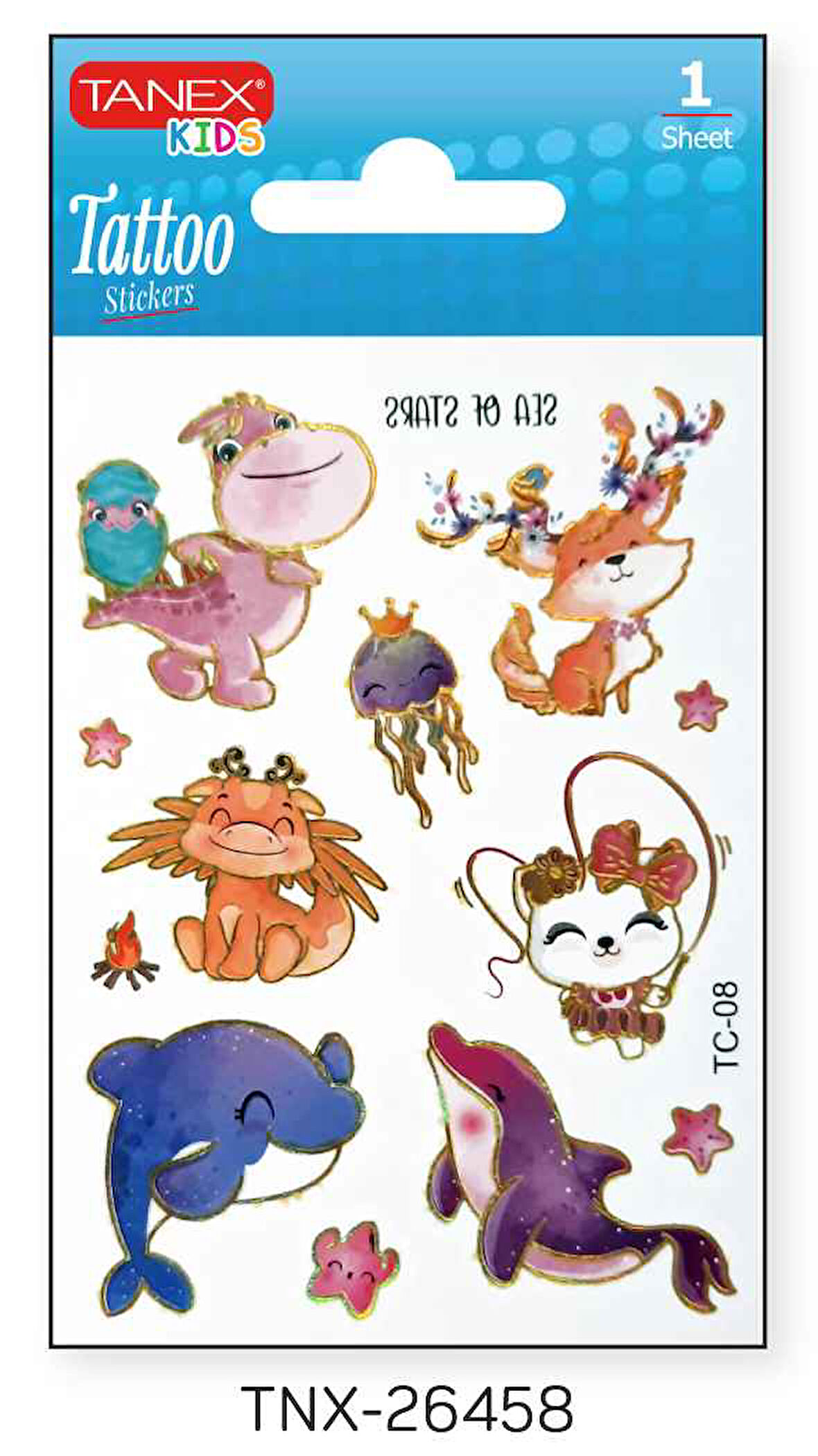 Tanex 7,5x10,5mm Neşeli Mini Tatoo Etiket TNX-26458
