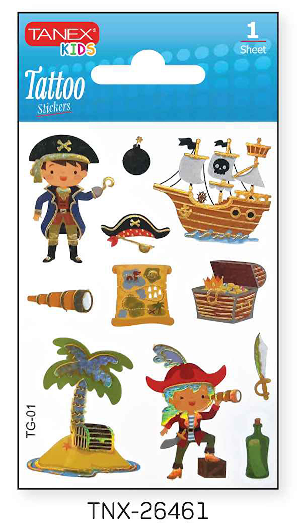 Tanex 7,5x10,5mm Sevimli Korsan Mini Tatoo TNX-26461
