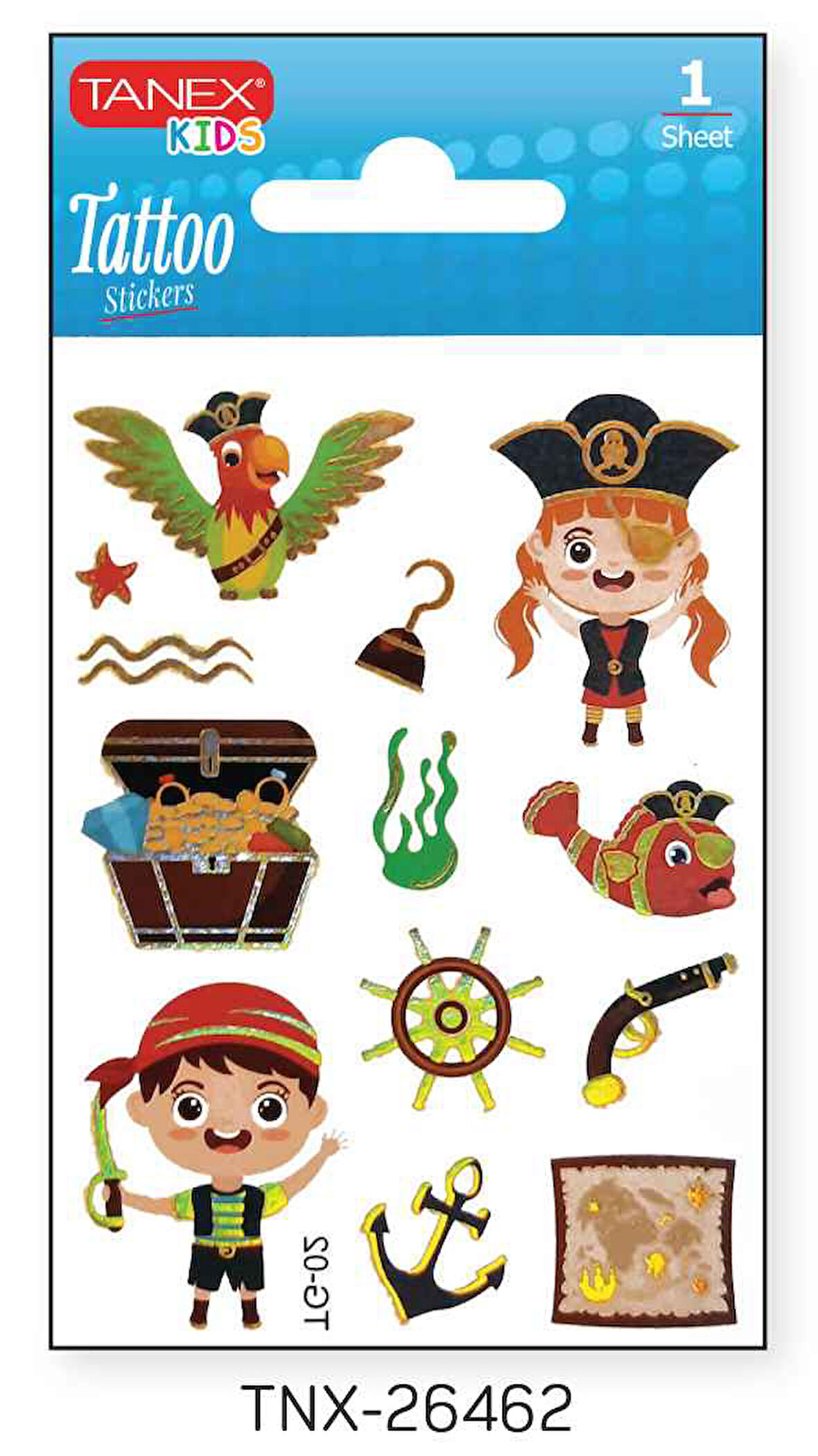 Tanex 7,5x10,5mm Sevimli Korsan Mini Tatoo TNX-26462