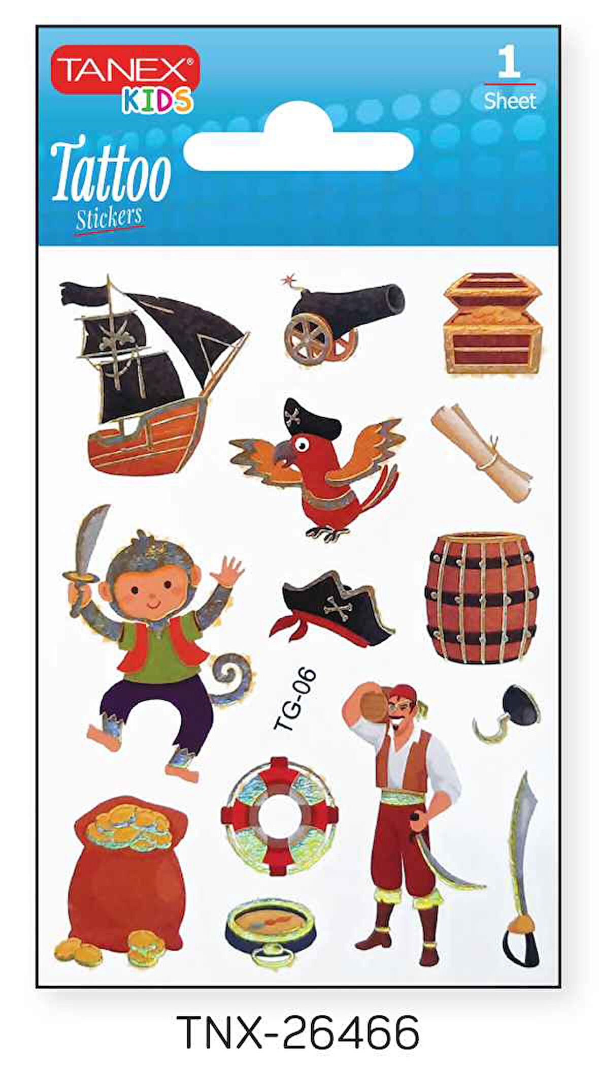 Tanex 7,5x10,5mm Sevimli Korsan Mini Tatoo TNX-26466