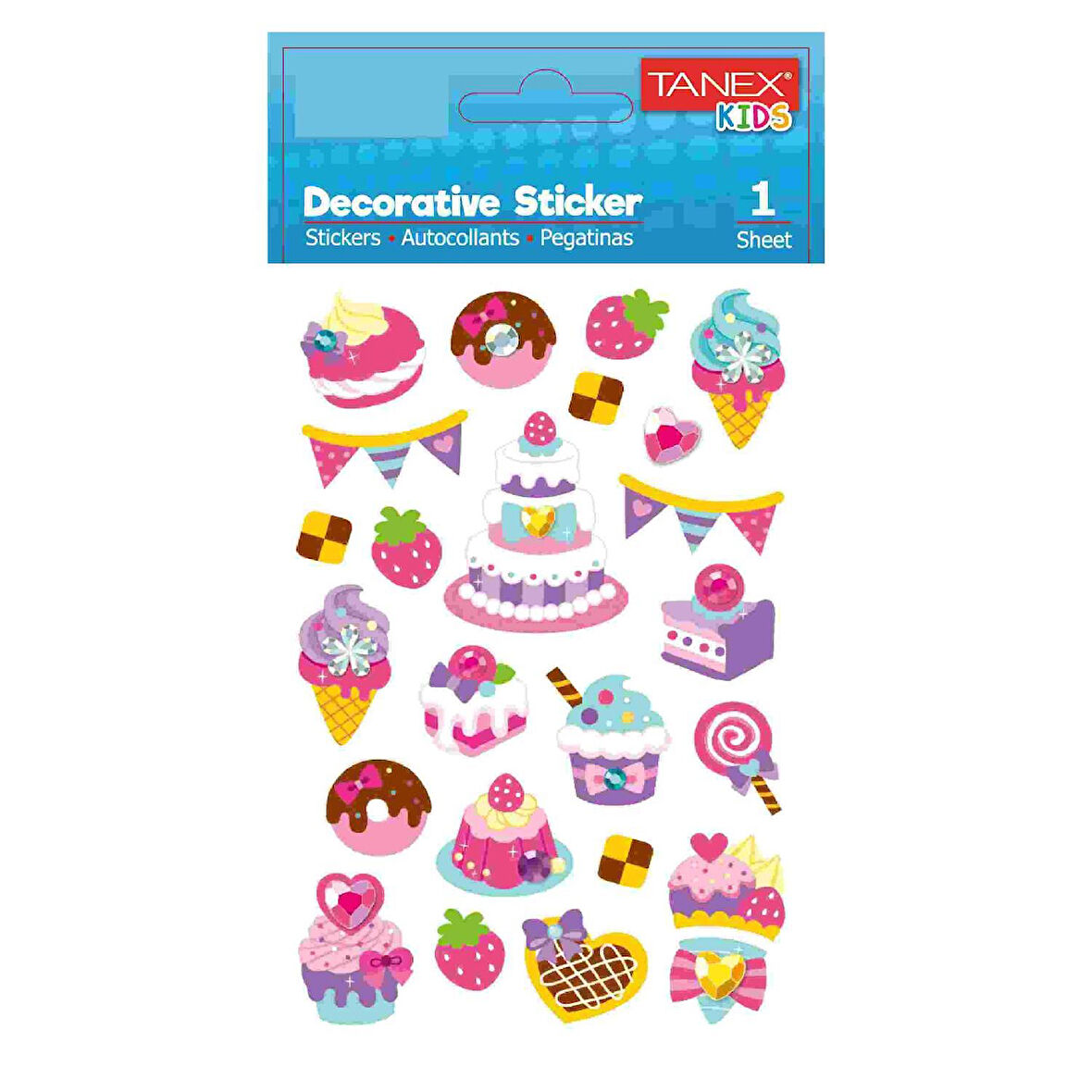 Tanex Kids Sticker Puffy Renkli Pasta Serisi (25180)