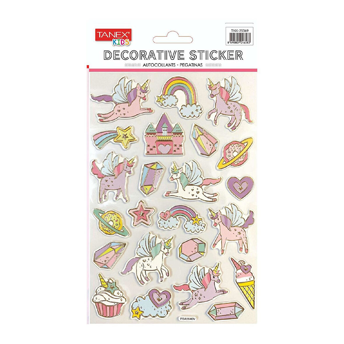 Tanex Kids Sticker Puffy Yaldızlı Unicorn Serisi 23 Parça (25369)
