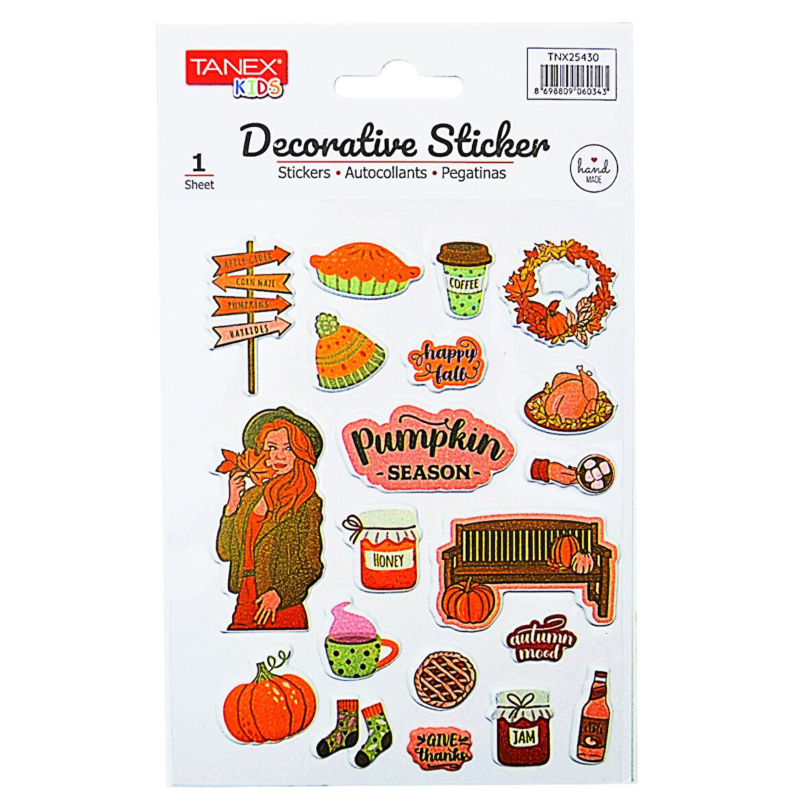 Tanex Kids Sticker Puffy Bal Kabağı Serisi 27 Parça (25430)