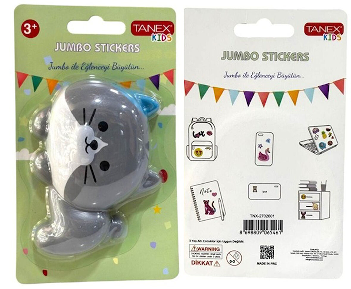 Tanex Jumbo Stickers Sukuşi Gri Kedi