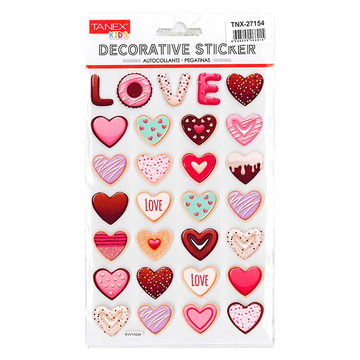 Tanex Kids Sticker Eva Gilitter Serisi Kalpler  (27154)