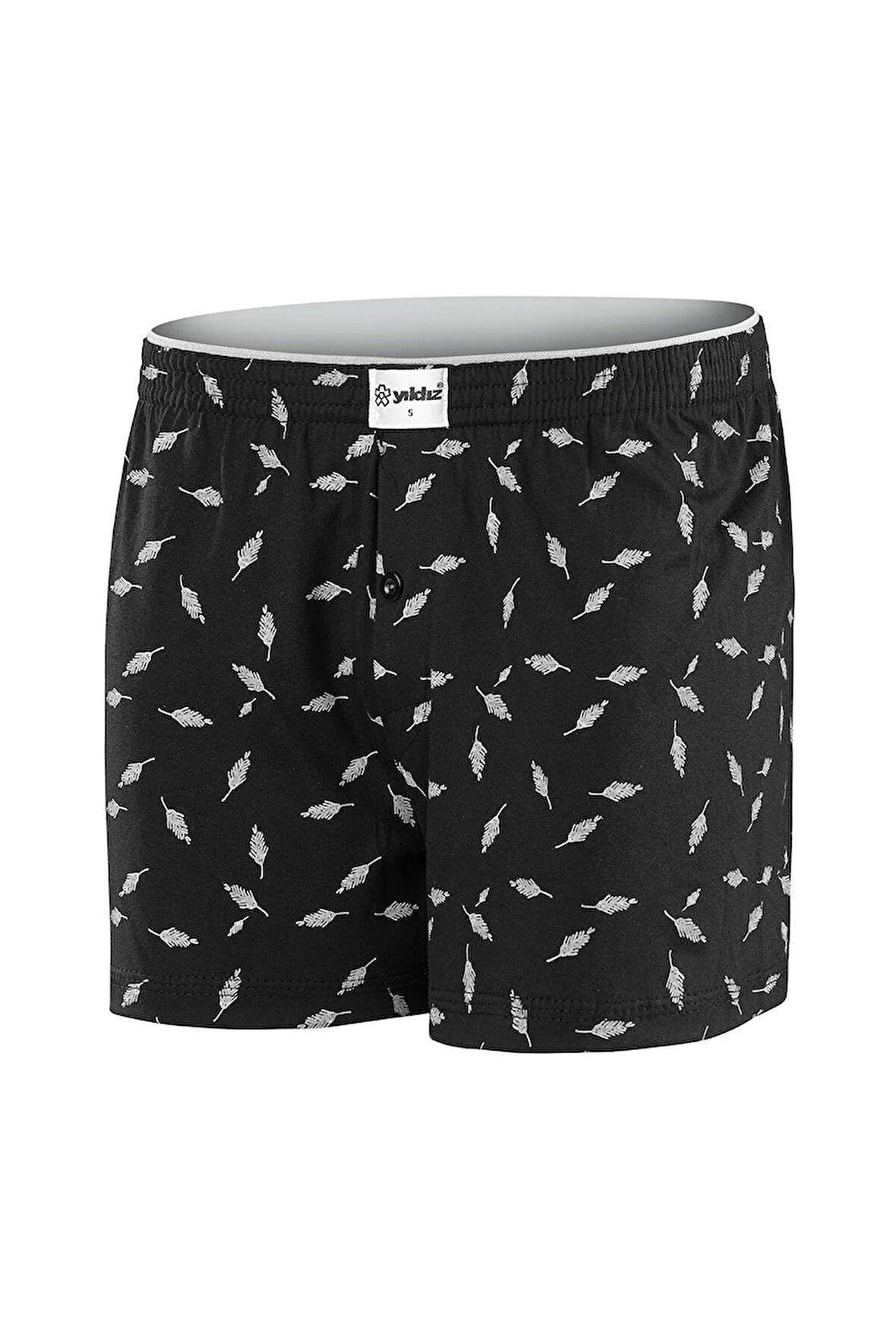 Yıldız 43 Lacivert Yaprak Desenli Bol Kesim Erkek Boxer