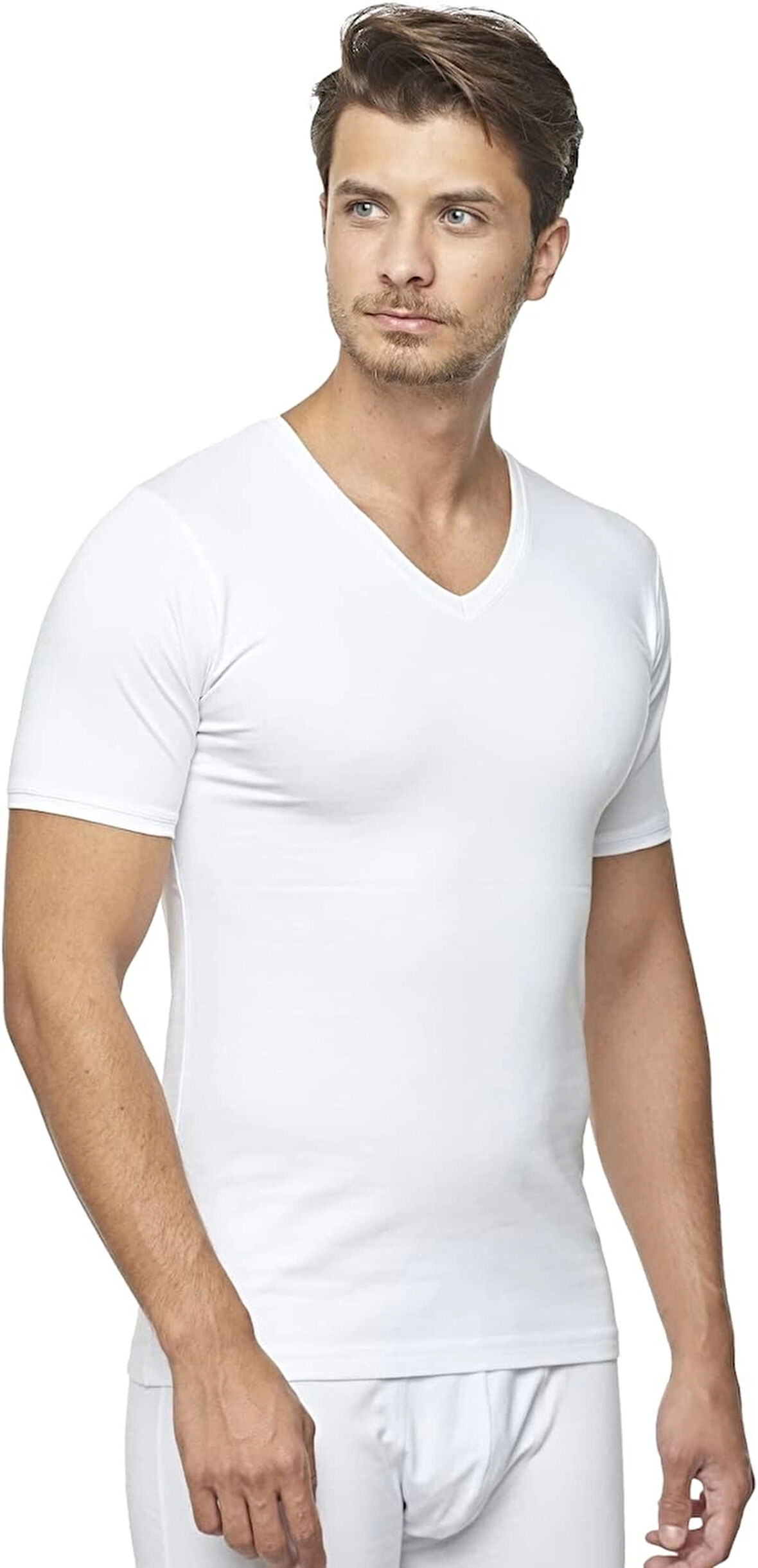 Star 206 Modal Yarım Kol V-Yaka T-Shirt Atlet