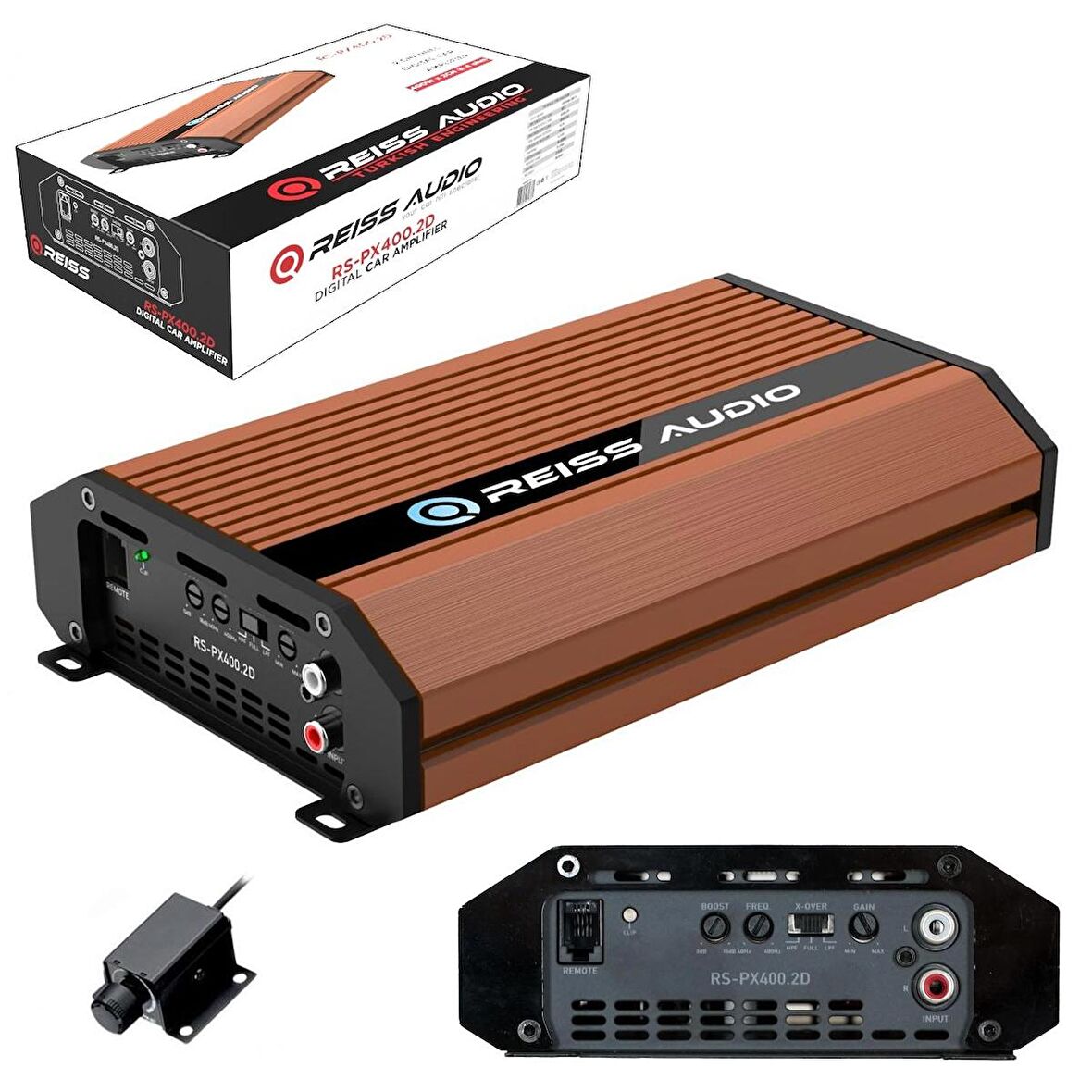 OTO ANFİ 400W 2 KANAL BASS KONTROL REISS AUDIO RS-PX400.2D