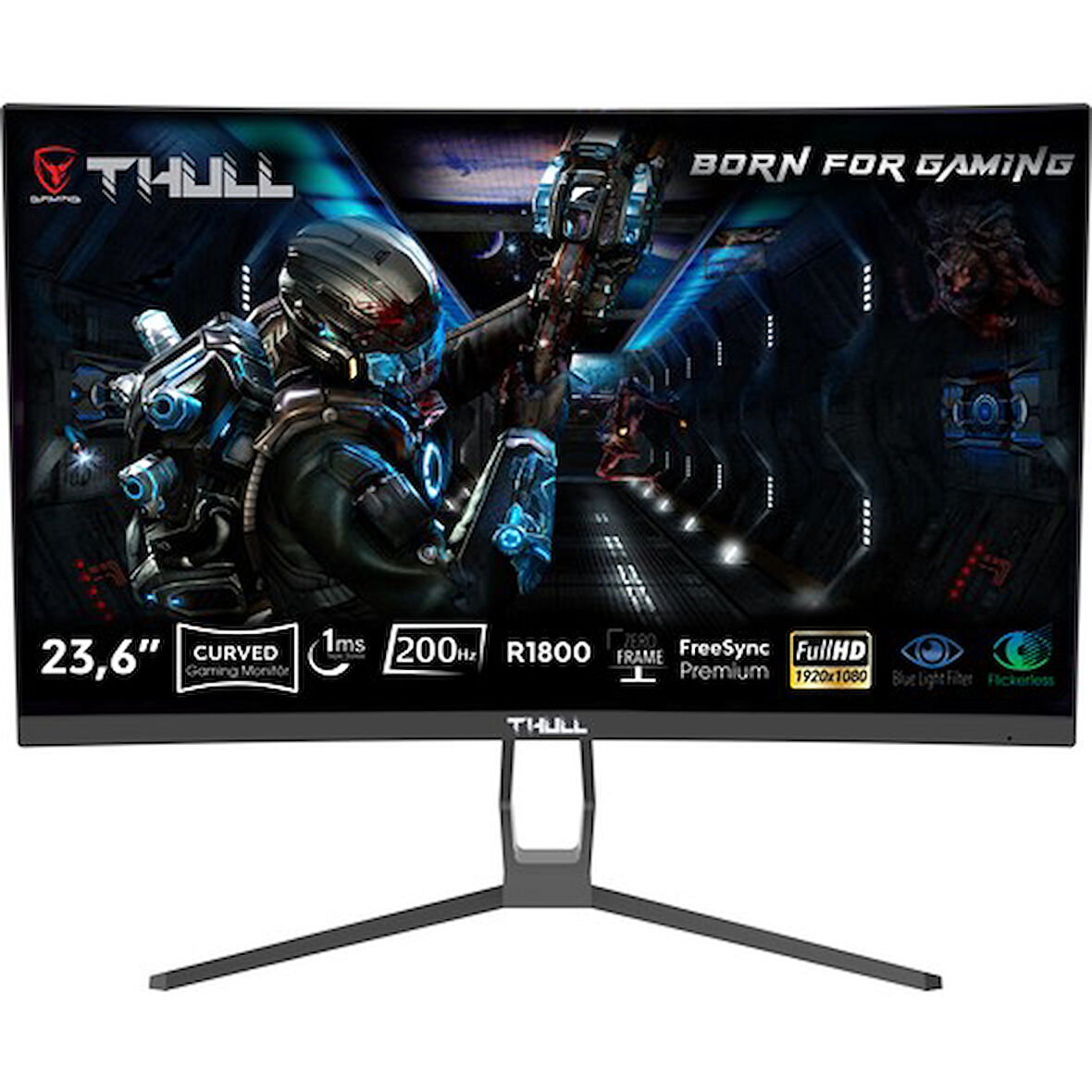 Thull Vision 23,6'' 1ms 200Hz Freesync Fhd LED (Hdmı+Dp) Va Frameless Curved Gaming Monitör TG-VSN236C-200