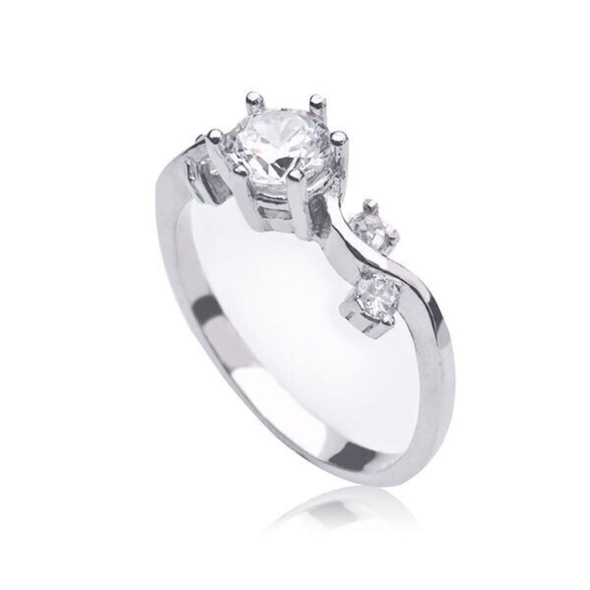 Tek Taş Zirkon Taşlı  925 Ayar Gümüş Kadın Yüzük