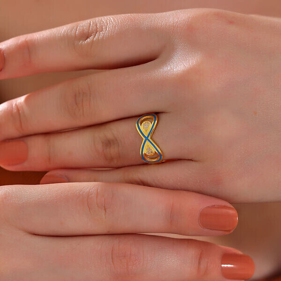 Sonsuzluk Gold  925 Ayar Gümüş Kadın Yüzük