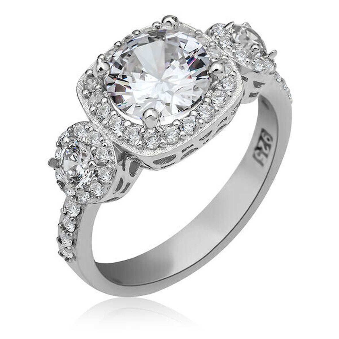 İki Tek Taş 925 Ayar Gümüş Kadın Yüzük