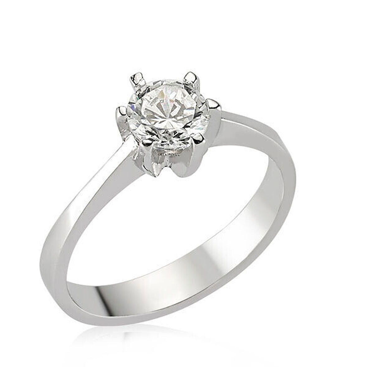 Tek Taş  925 Ayar Gümüş Kadın Yüzük