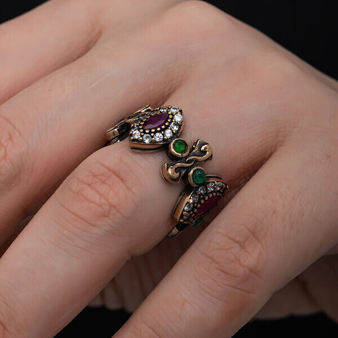 Otantik Mekik Ayarlanabilen 925 Ayar Gümüş  Kadın Yüzük