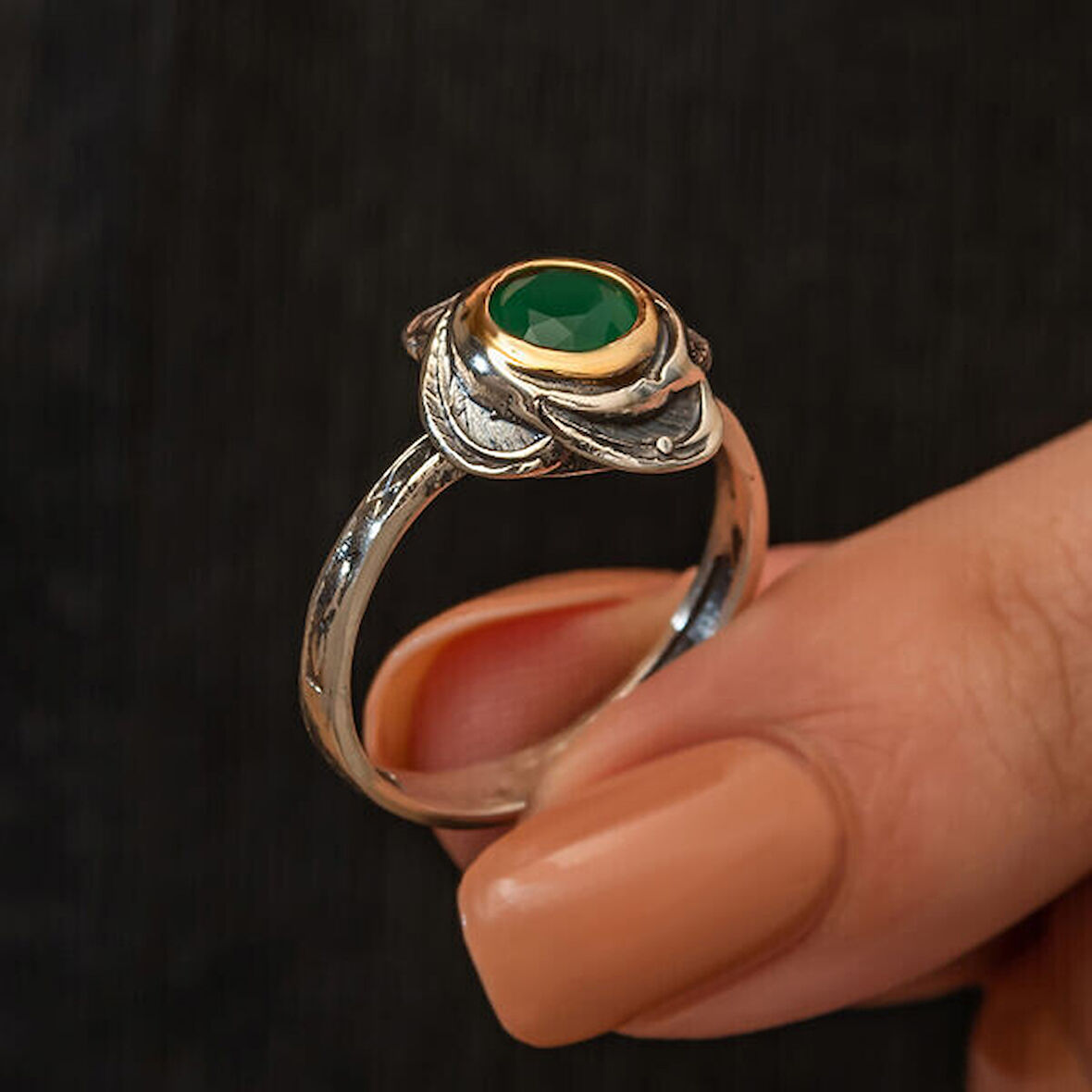 Çiçek Desenli Otantik 925 Ayar Gümüş Kadın Yüzük