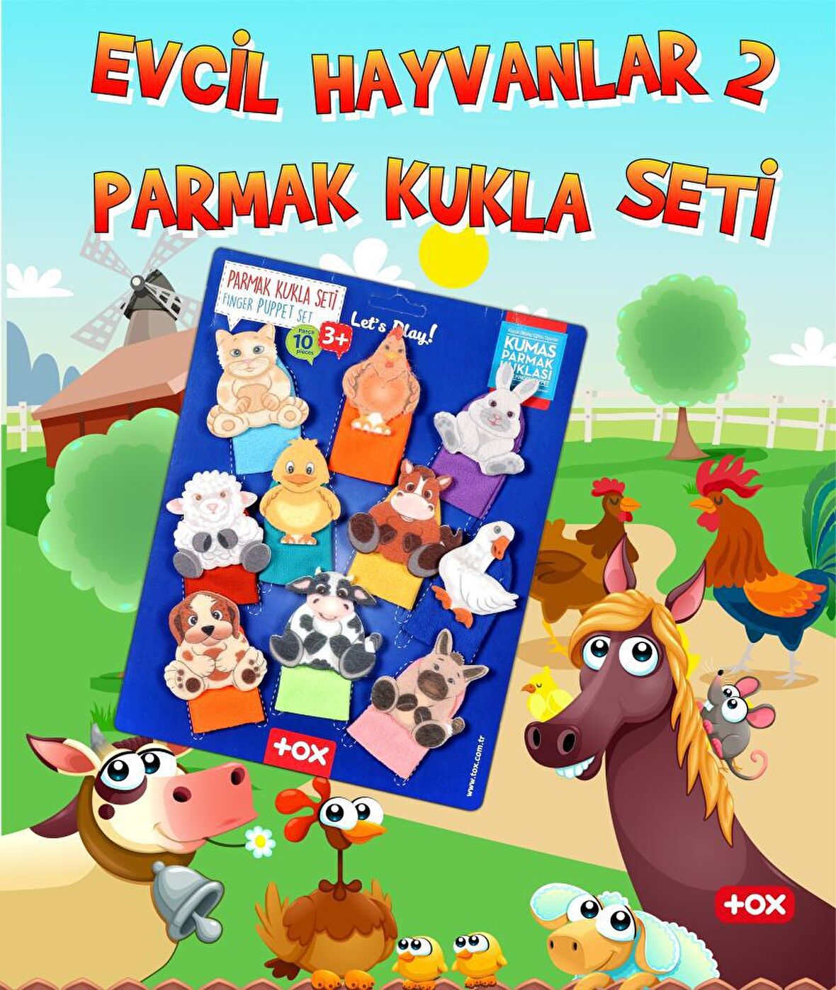 Tox Evcil Hayvanlar 10 Parça Parmak Kukla , Eğitici Oyuncak T77-2