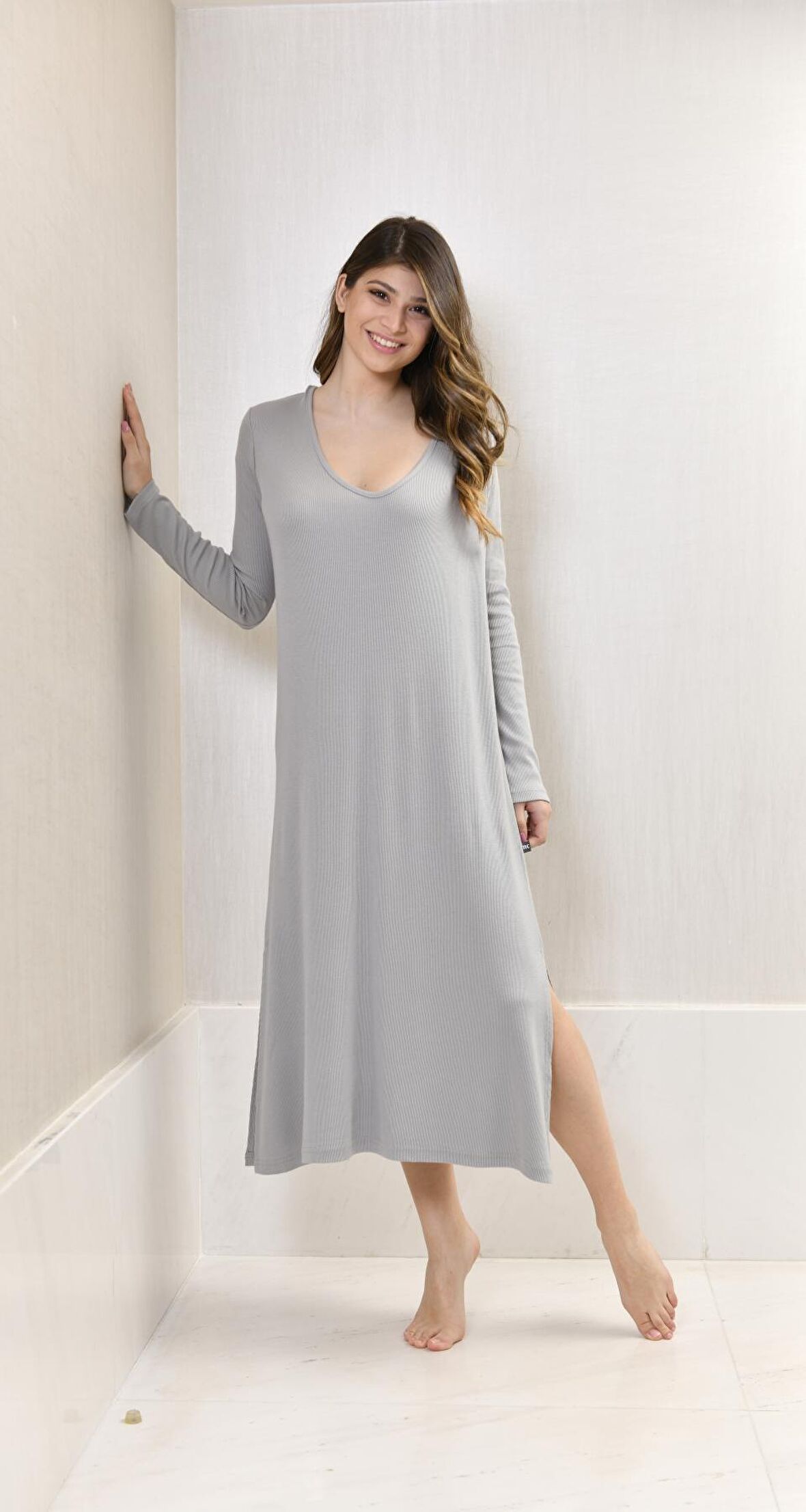 Mari Claire NIGHT DRESS JADE BAMBOO GECE KIYAFETİ GRİ