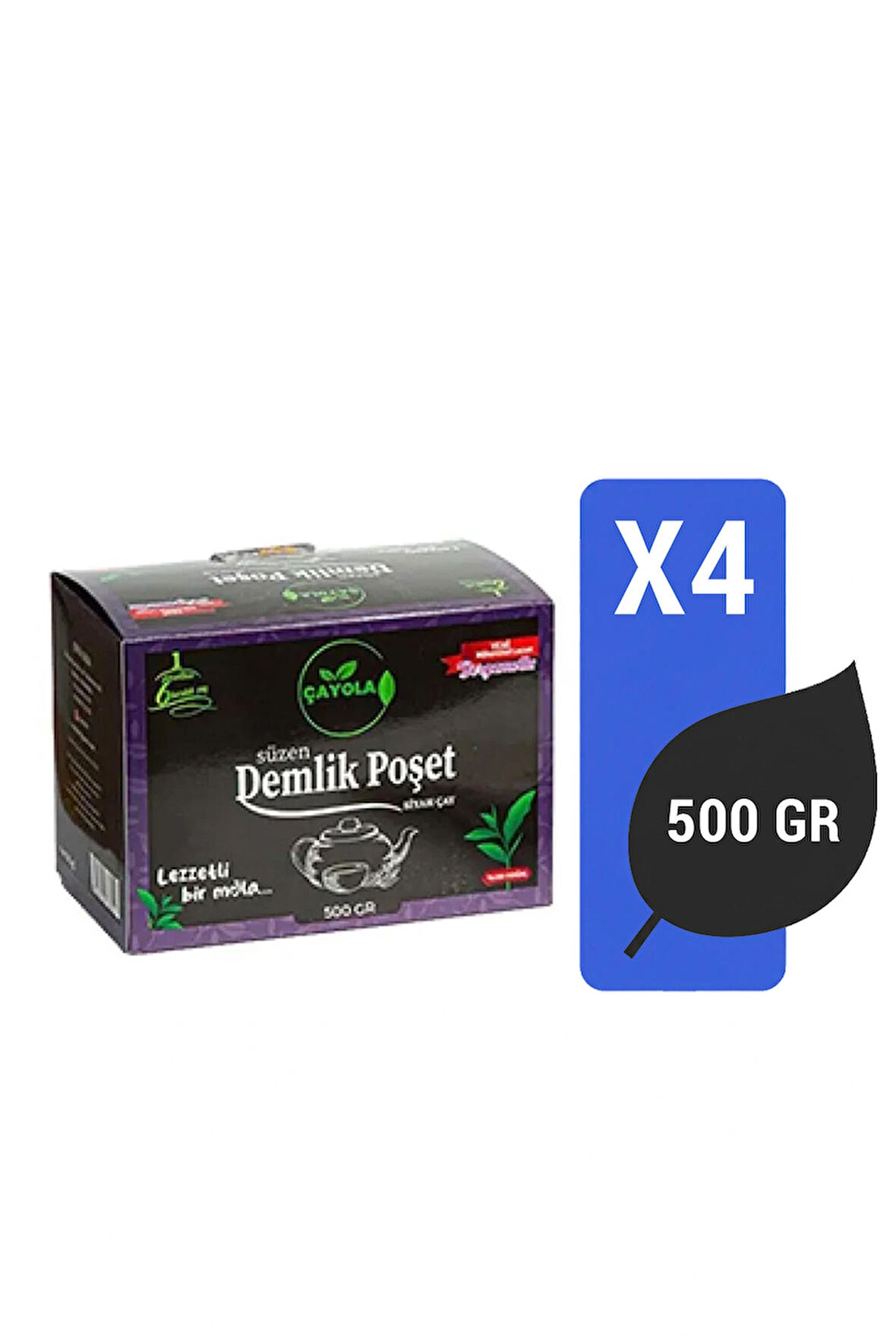 Çayola Süzen Demlik Poşet Bergamutlu Premium Çay 500 Gr X 4 Adet