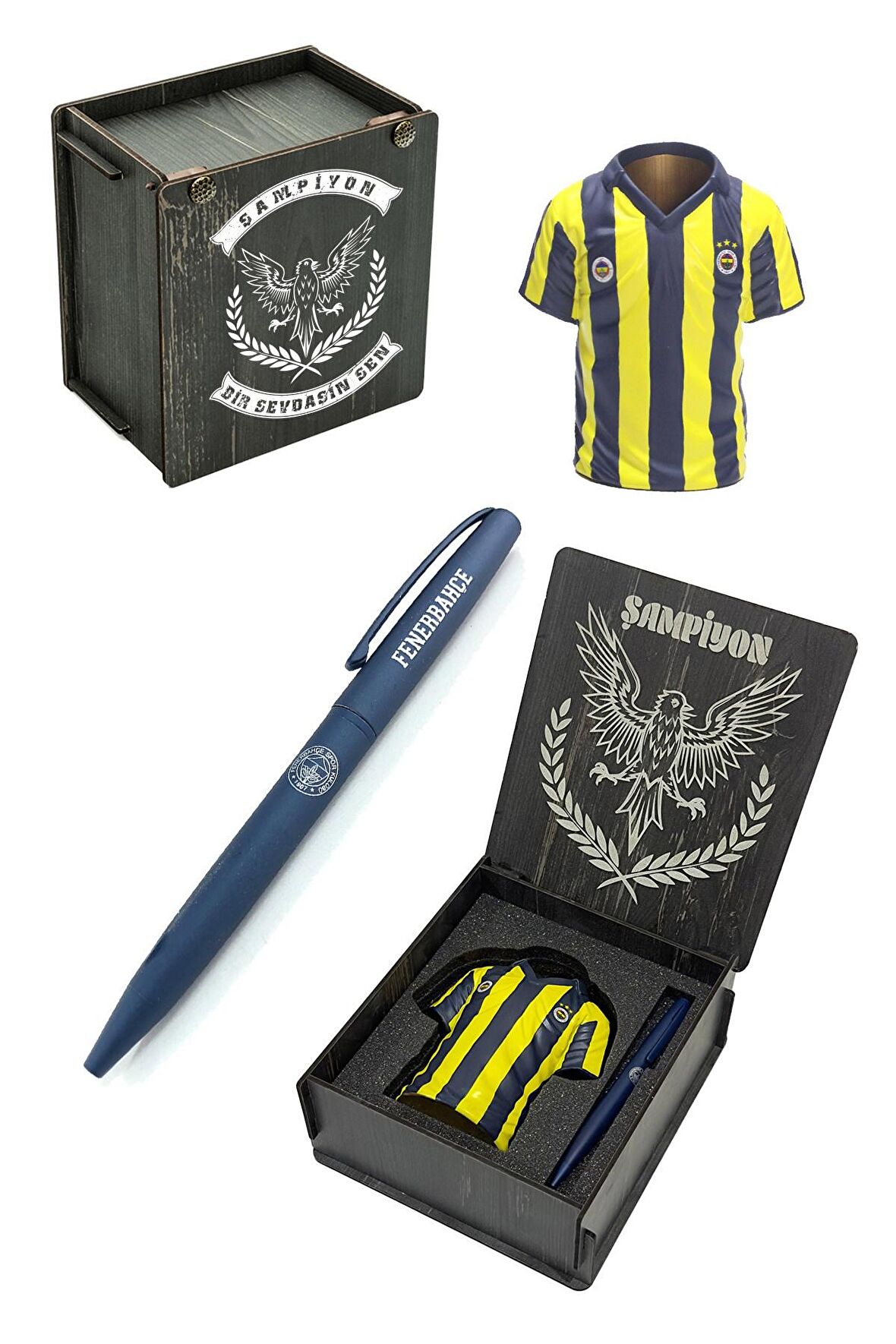 Fenerbahçe Lisanslı Forma Kalemlik Hediyelik Set Ahşap Kutulu