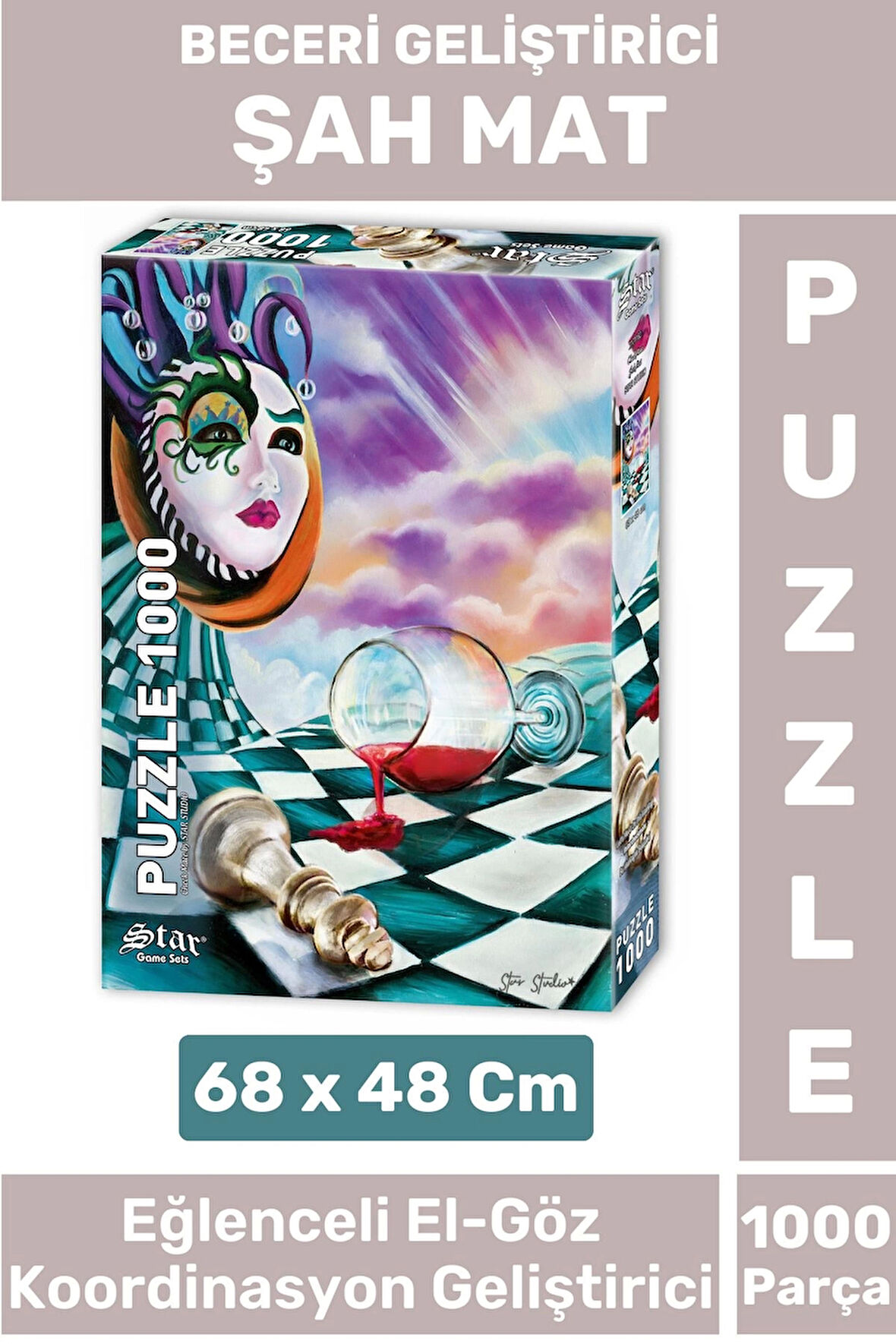 Özel Eğlenceli El Göz Koordinasyon Beceri Görsel Algı Geliştirici Çocuk 1000 Parça PUZZLE ŞAH MAT