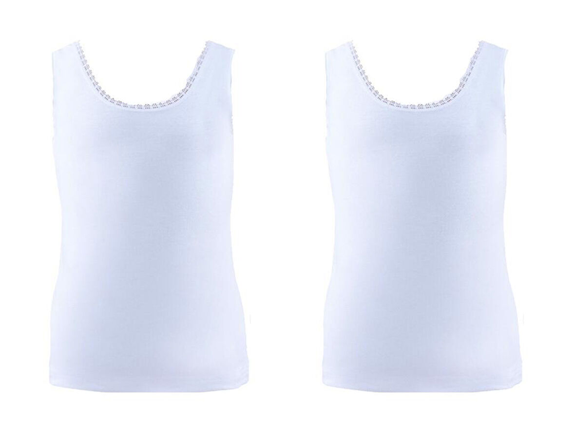 Blackspade Kız Çocuk Beyaz Atlet 2'li Paket 1297