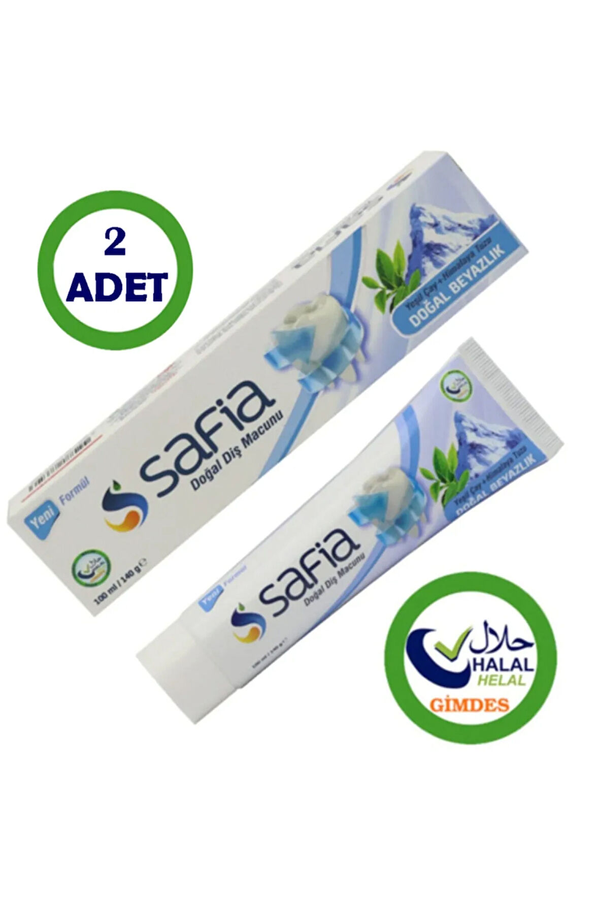 Diş Macunu 75 Gr Yeşilçay + Himalaya Tuzu Komple Helal Sertfka X 2 Paket
