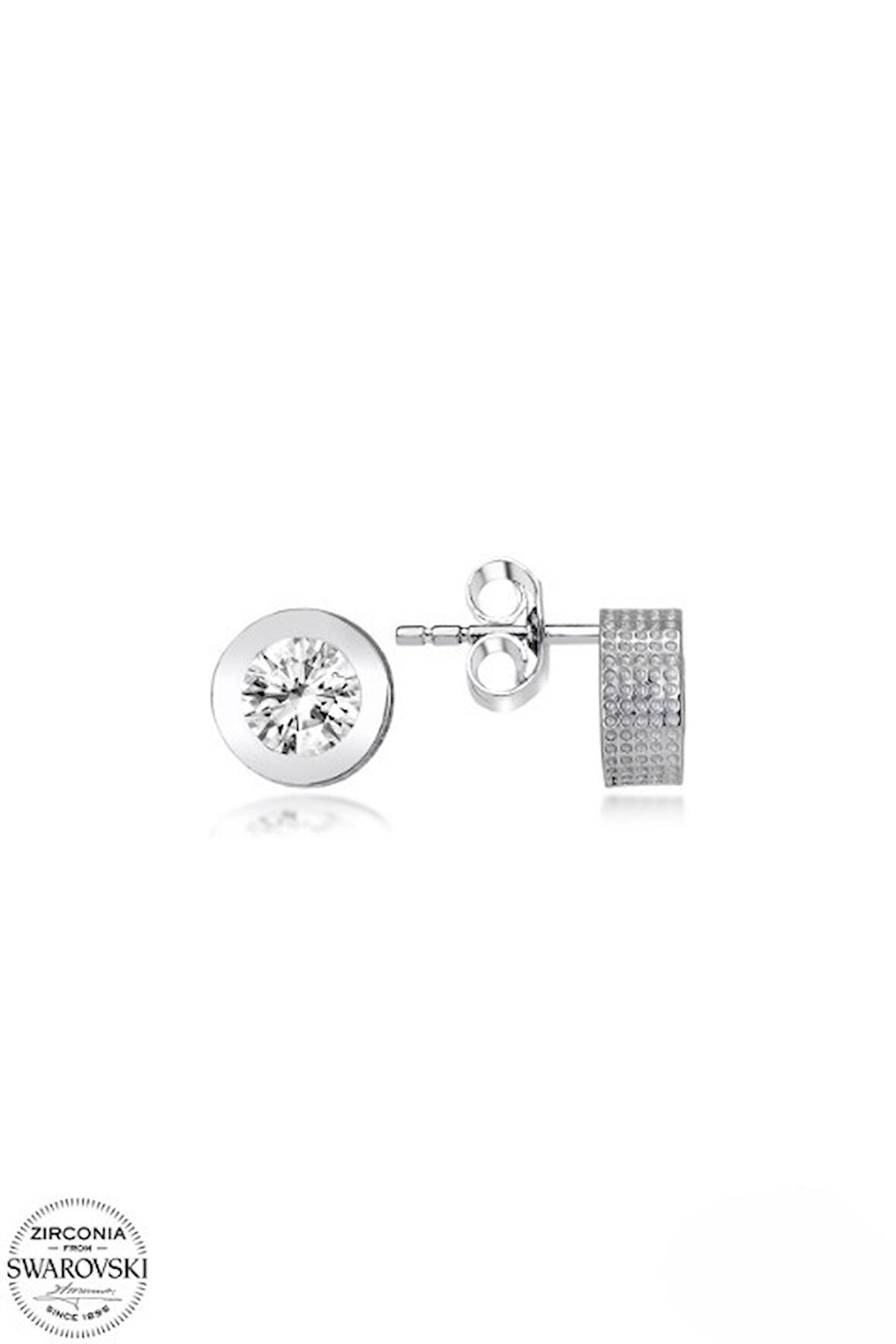 SWAROVSKİ ZİRCONİA PIRLANTA MONTÜR TEK TAŞ 925 AYAR GÜMÜŞ KÜPE