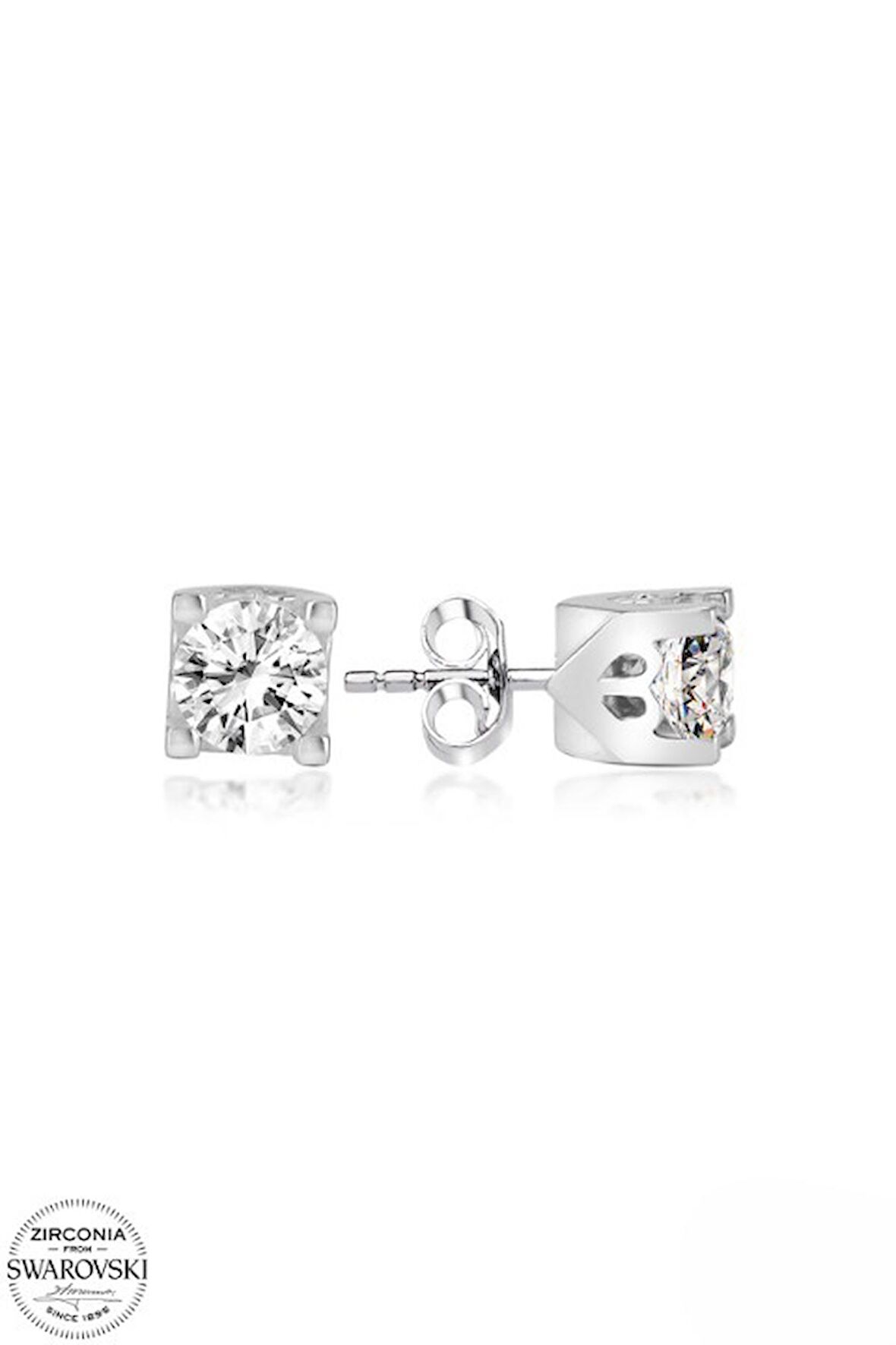 SWAROVSKİ ZİRCONİA PIRLANTA MONTÜR TEK TAŞ 925 AYAR GÜMÜŞ KÜPE