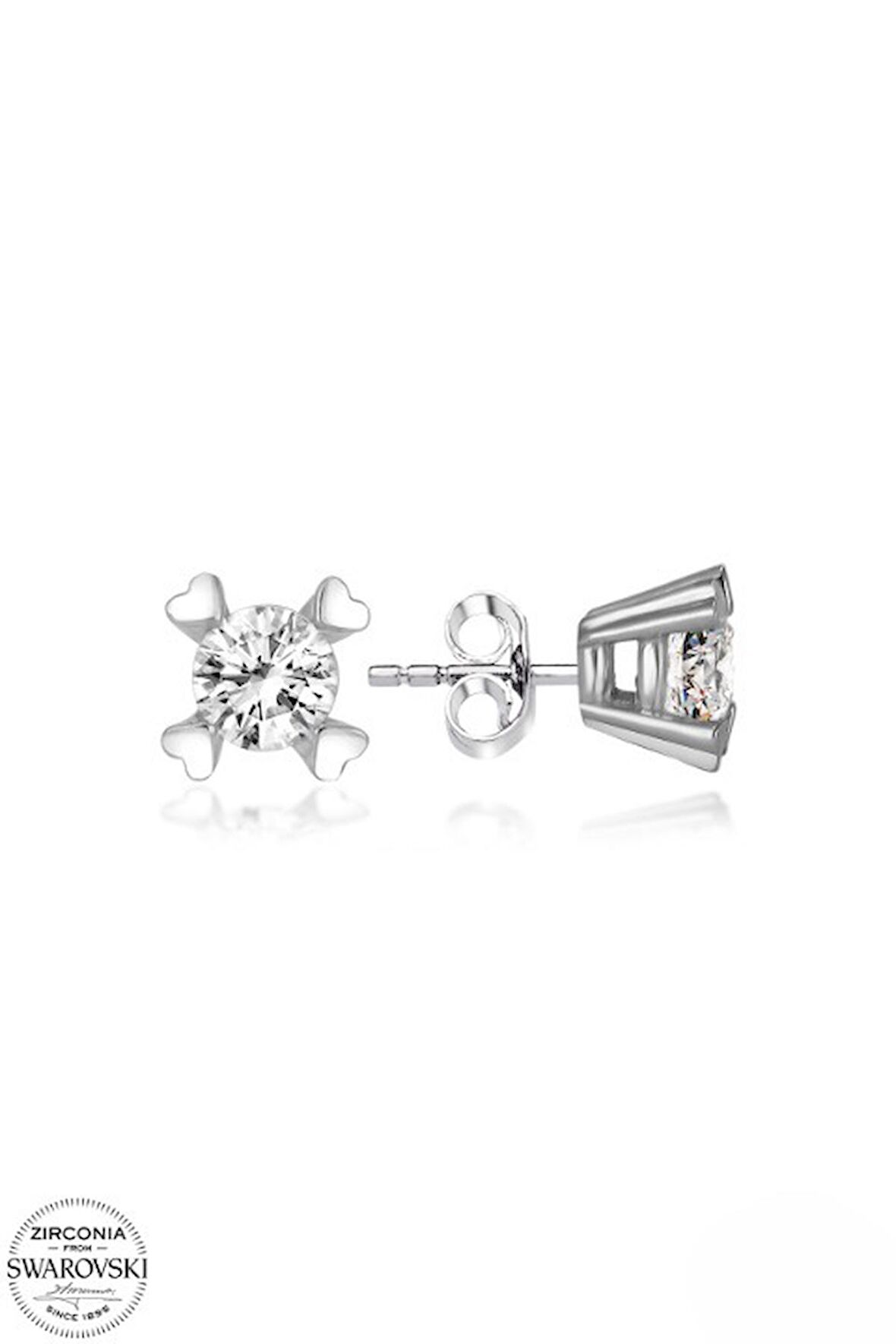 SWAROVSKİ ZİRCONİA PIRLANTA MONTÜR TEK TAŞ 925 AYAR GÜMÜŞ KÜPE