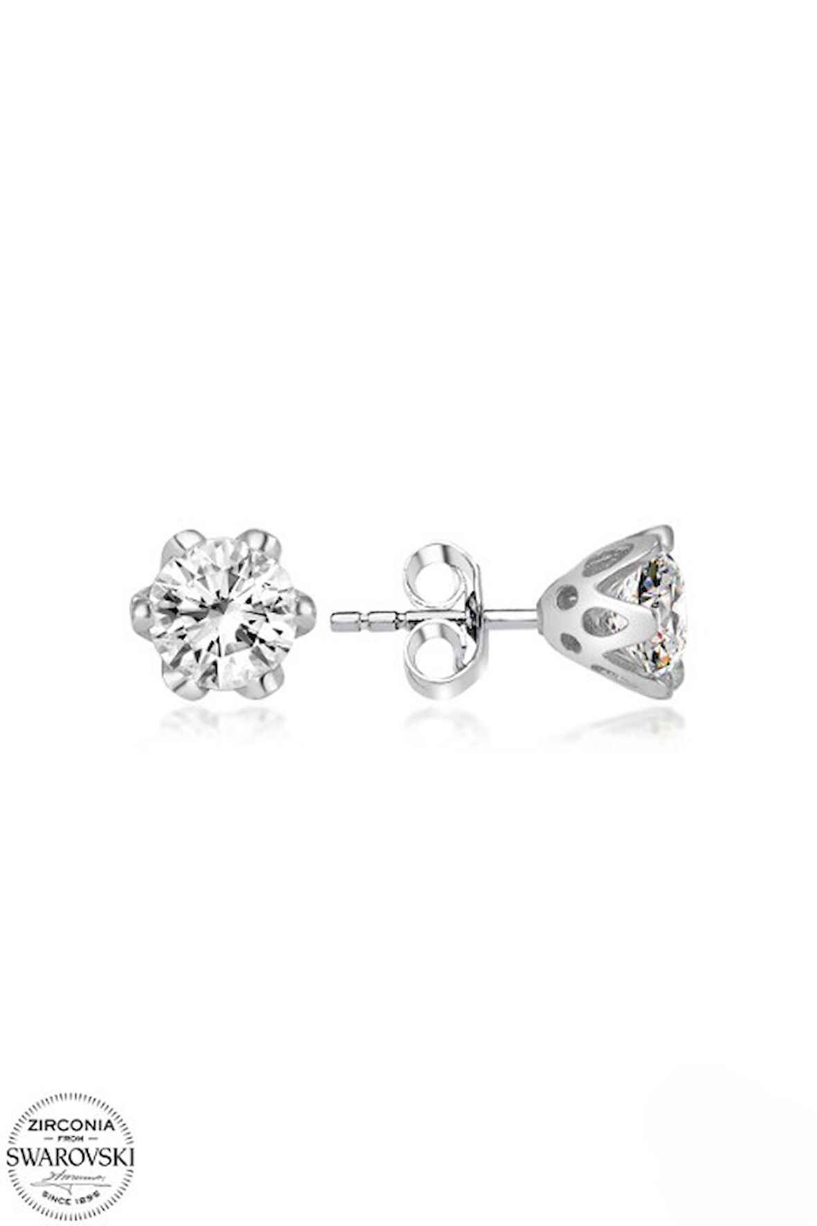 SWAROVSKİ ZİRCONİA PIRLANTA MONTÜR TEK TAŞ 925 AYAR GÜMÜŞ KÜPE