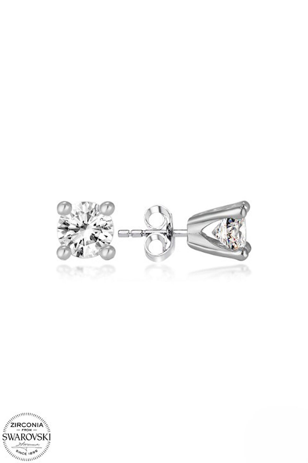 SWAROVSKİ ZİRCONİA PIRLANTA MONTÜR TEK TAŞ 925 AYAR GÜMÜŞ KÜPE