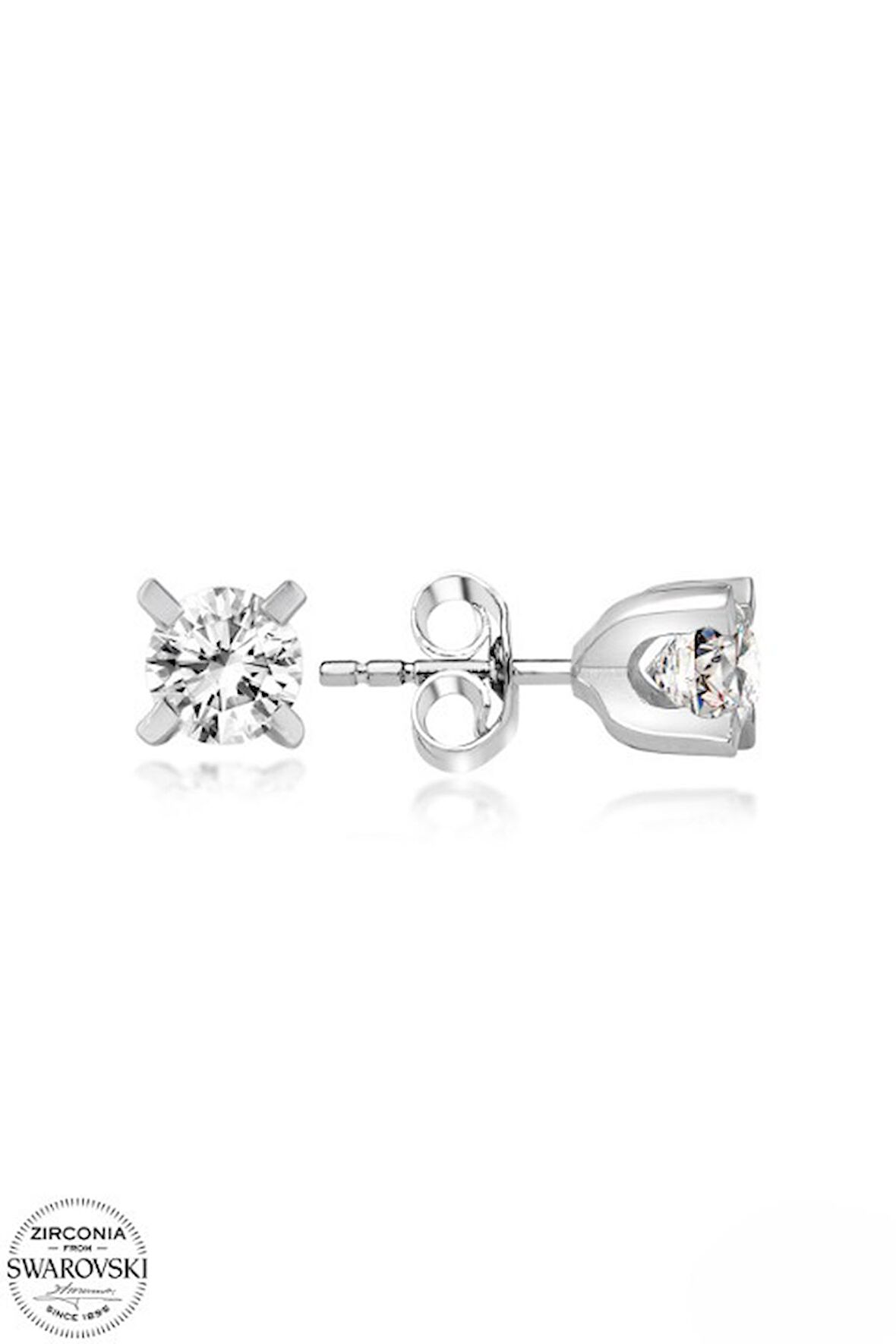 SWAROVSKİ ZİRCONİA PIRLANTA MONTÜR TEK TAŞ 925 AYAR GÜMÜŞ KÜPE