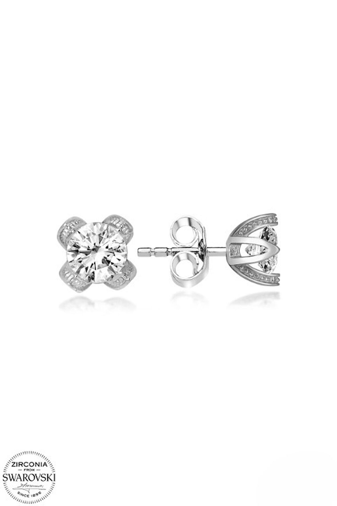 SWAROVSKİ ZİRCONİA PIRLANTA MONTÜR TEK TAŞ 925 AYAR GÜMÜŞ KÜPE