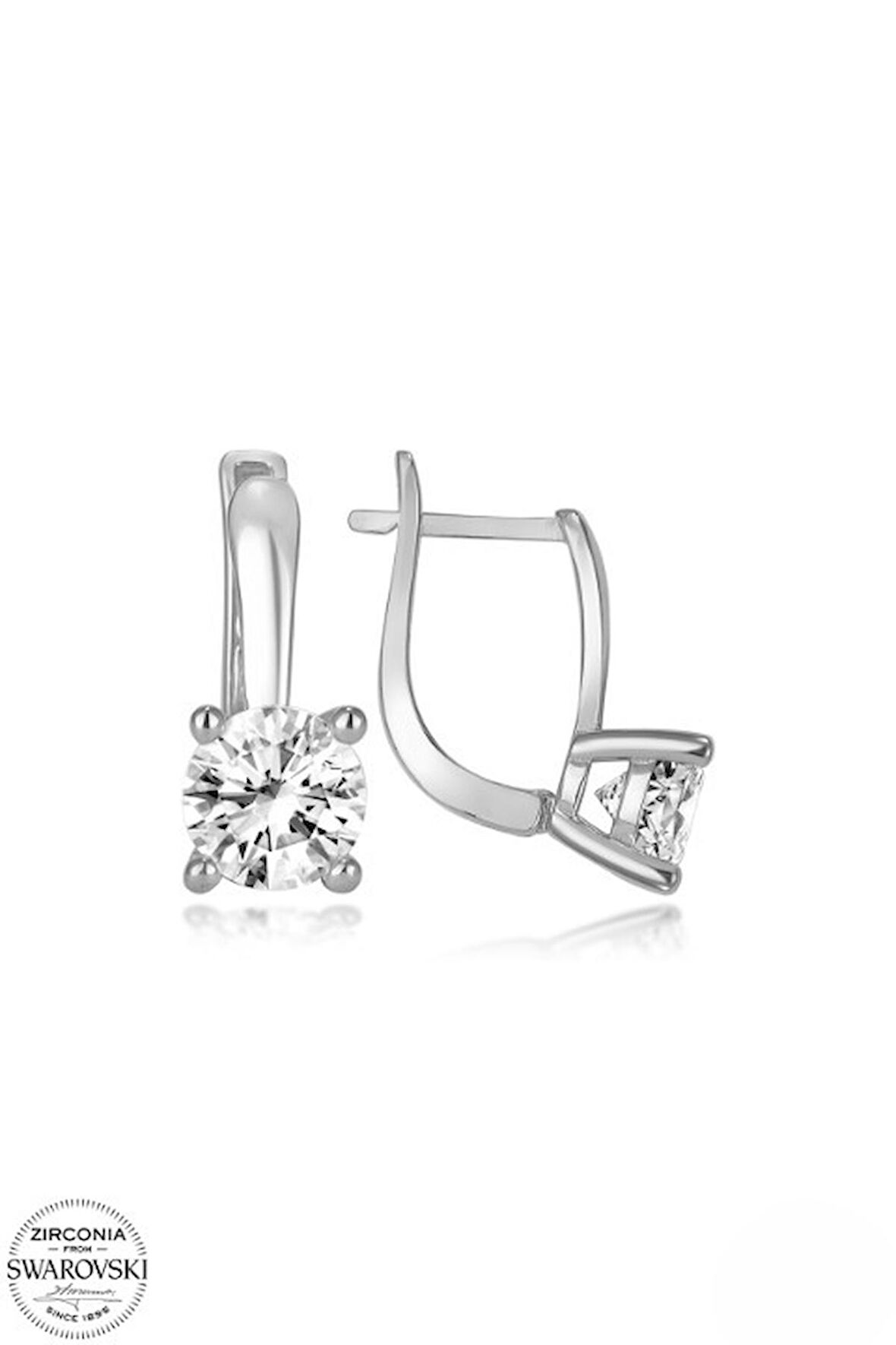 SWAROVSKİ ZİRCONİA PIRLANTA MONTÜR TEK TAŞ 925 AYAR GÜMÜŞ KÜPE