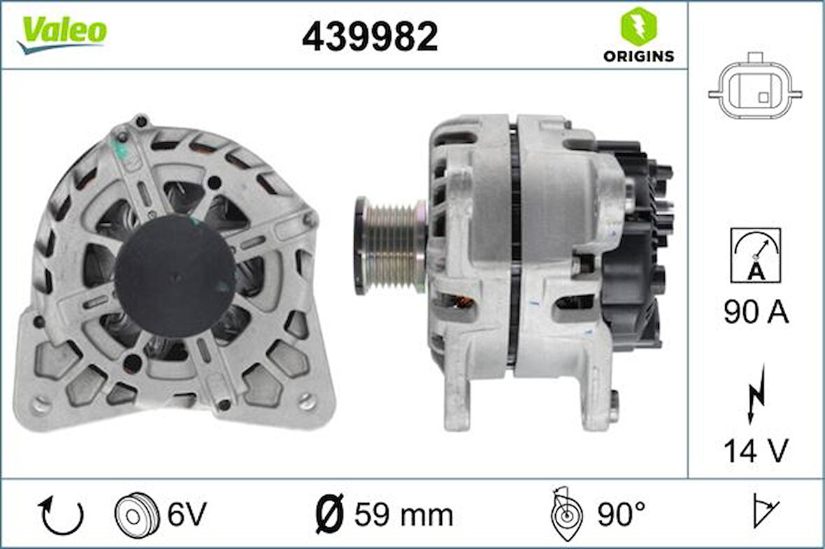 Renault Alternator 14v 90 A H5f 1.2 Dokker Lodgy Captur Scenic Megane III-IV - Valeo 439982