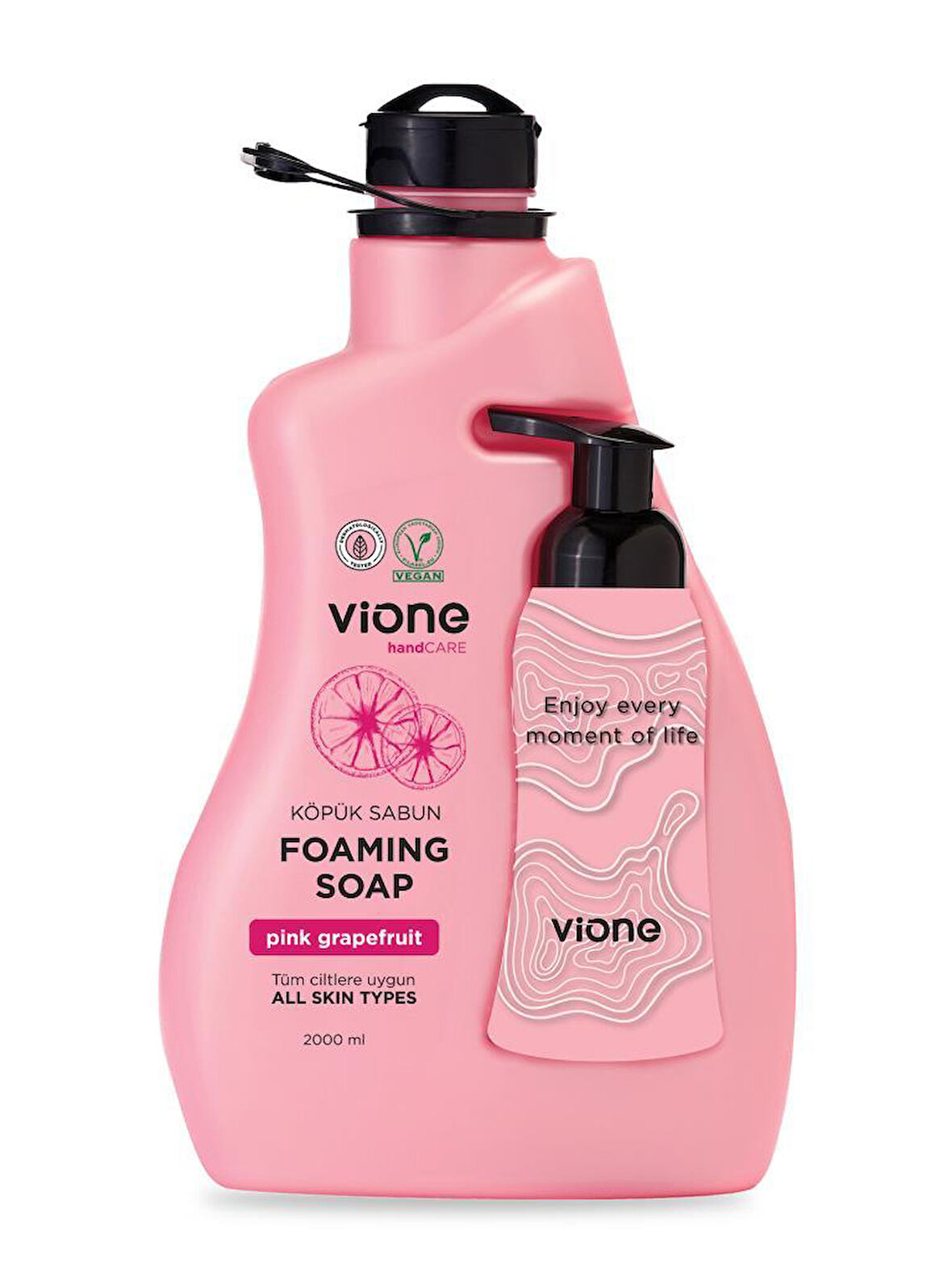 vione Pembe Greyfurtlu Köpük Sabun 2 L (Köpük Yapıcı Sabunluk Hediyeli)
