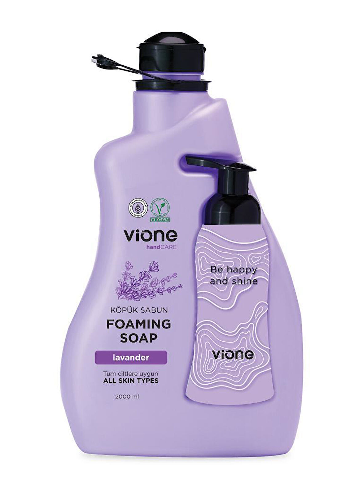vione Köpük Sabun Lavanta 2 lt (Köpük Yapıcı Sabunluk Hediyeli)