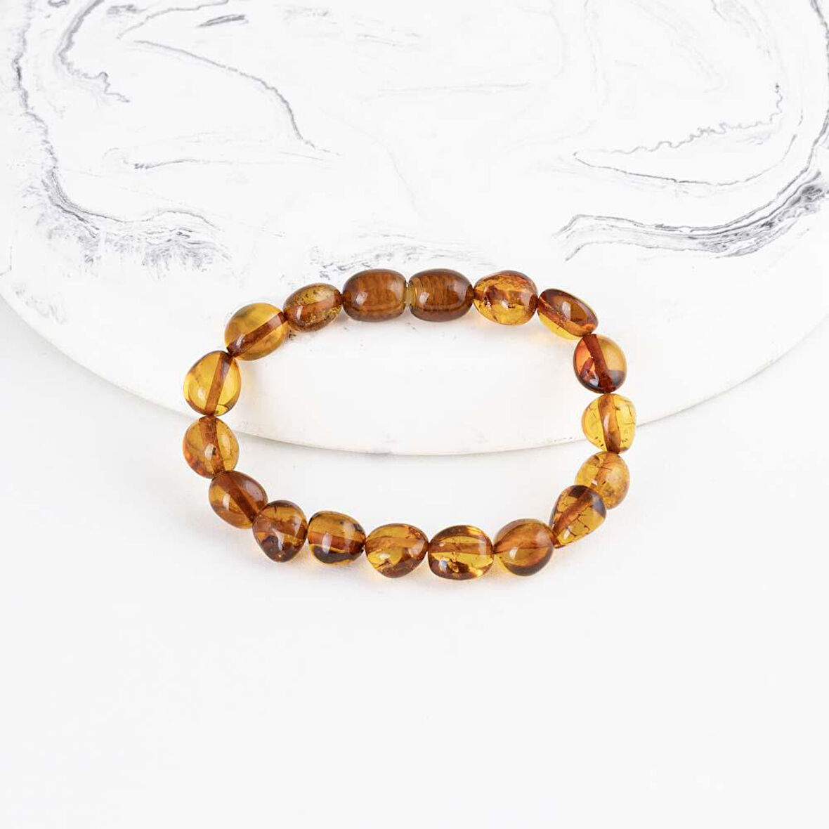 Gümüş Pazarım Açık Kahve  Orjinal Çocuk Kehribar Bileklik