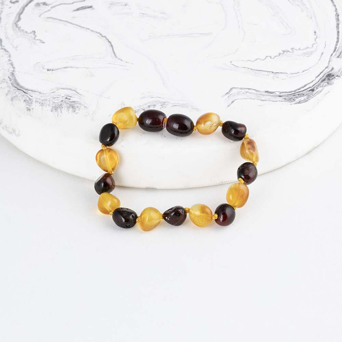 Gümüş Pazarım Çift Renk Orjinal Çocuk Kehribar Bileklik