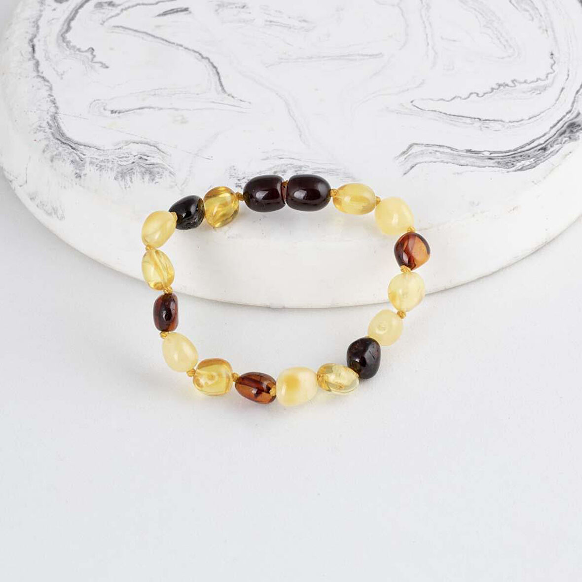 Gümüş Pazarım Oval Kesim  Orjinal Çocuk Kehribar Bileklik