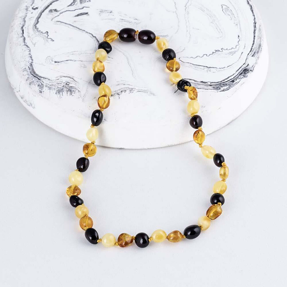 Gümüş Pazarım Çift Renk Orjinal Çocuk Kehribar Kolye