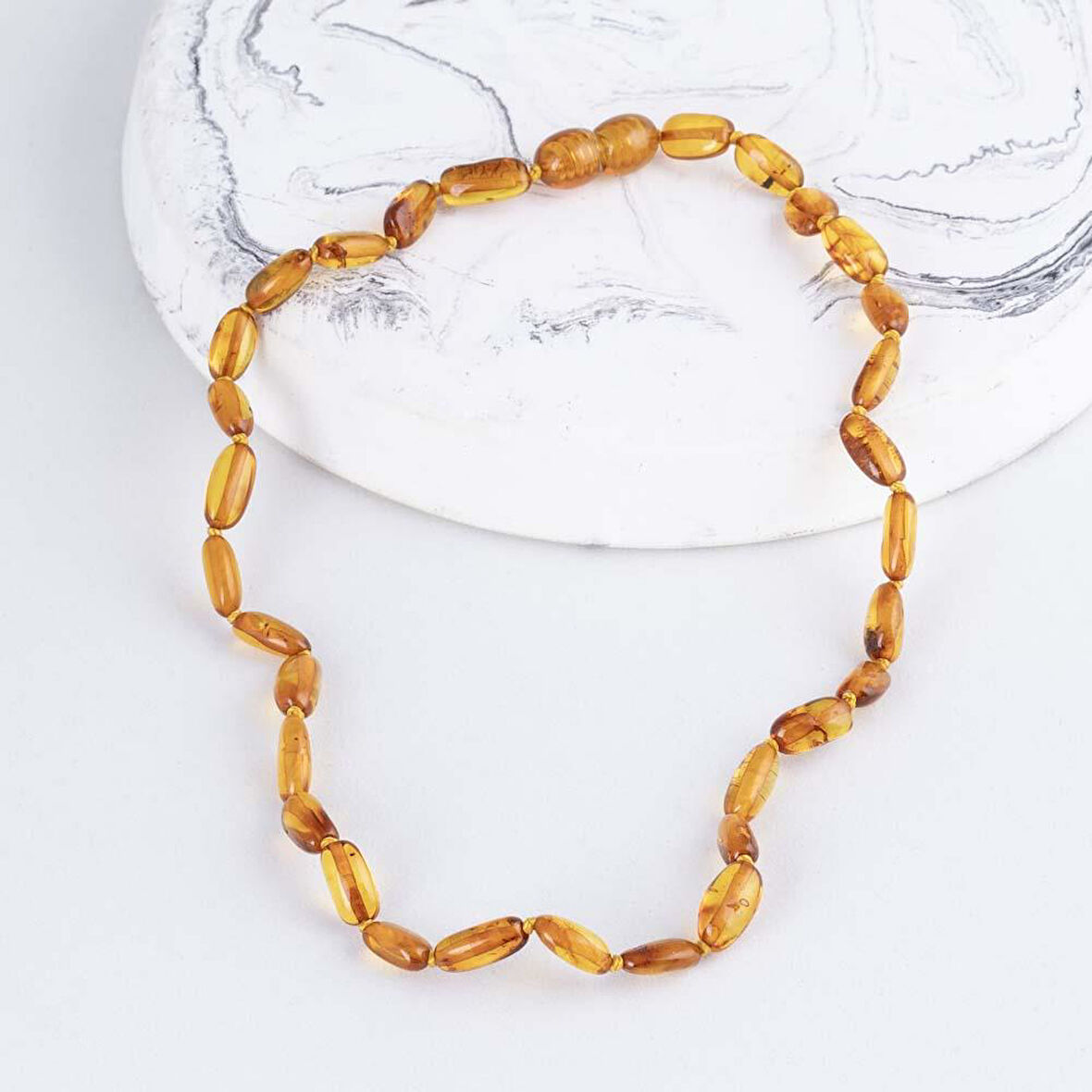 Gümüş Pazarım Kahve Rengi Orjinal Çocuk Kehribar Kolye