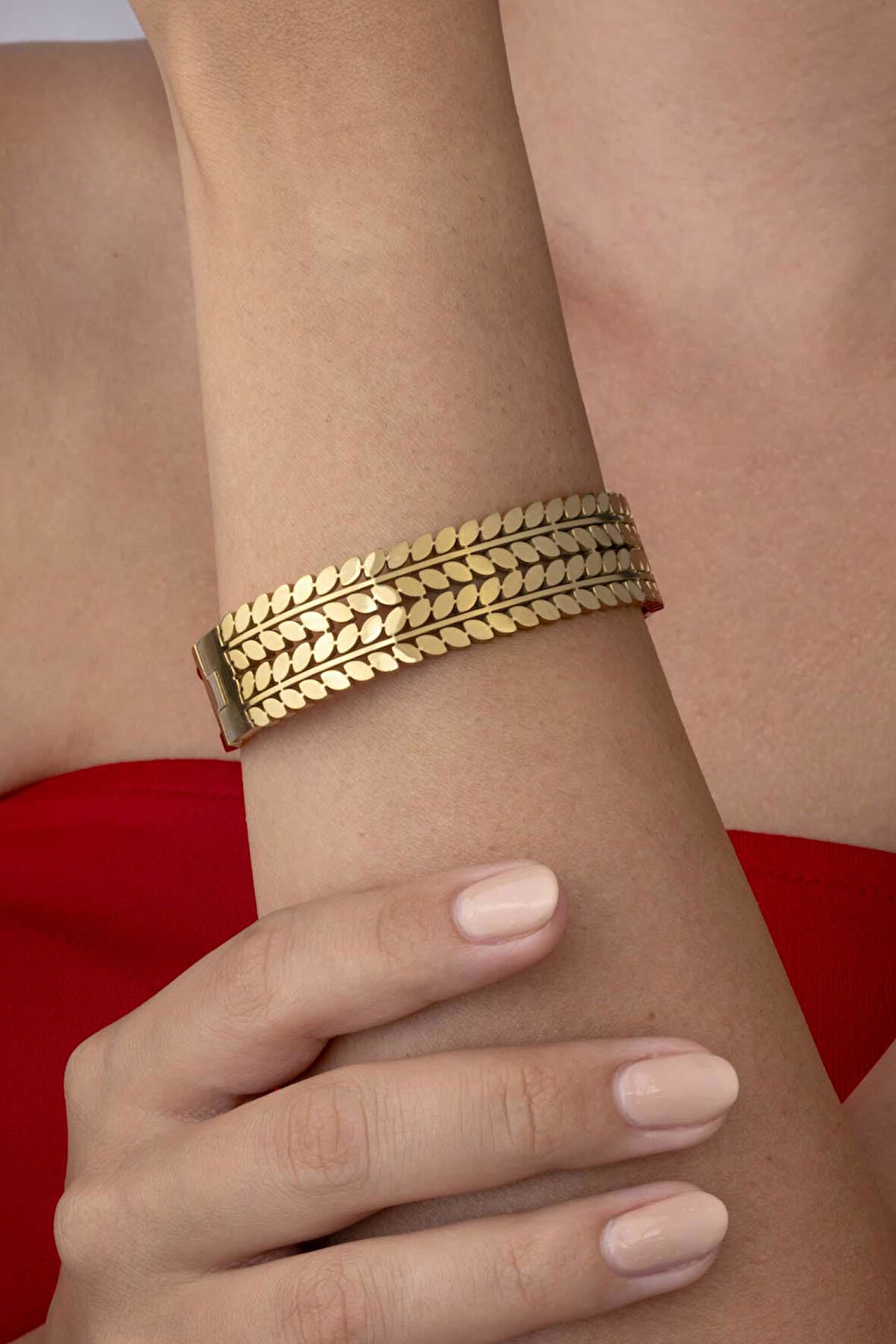 Damla Kesim 4 Sıra Altın Kaplama Kadın Kelepçe Bilezik