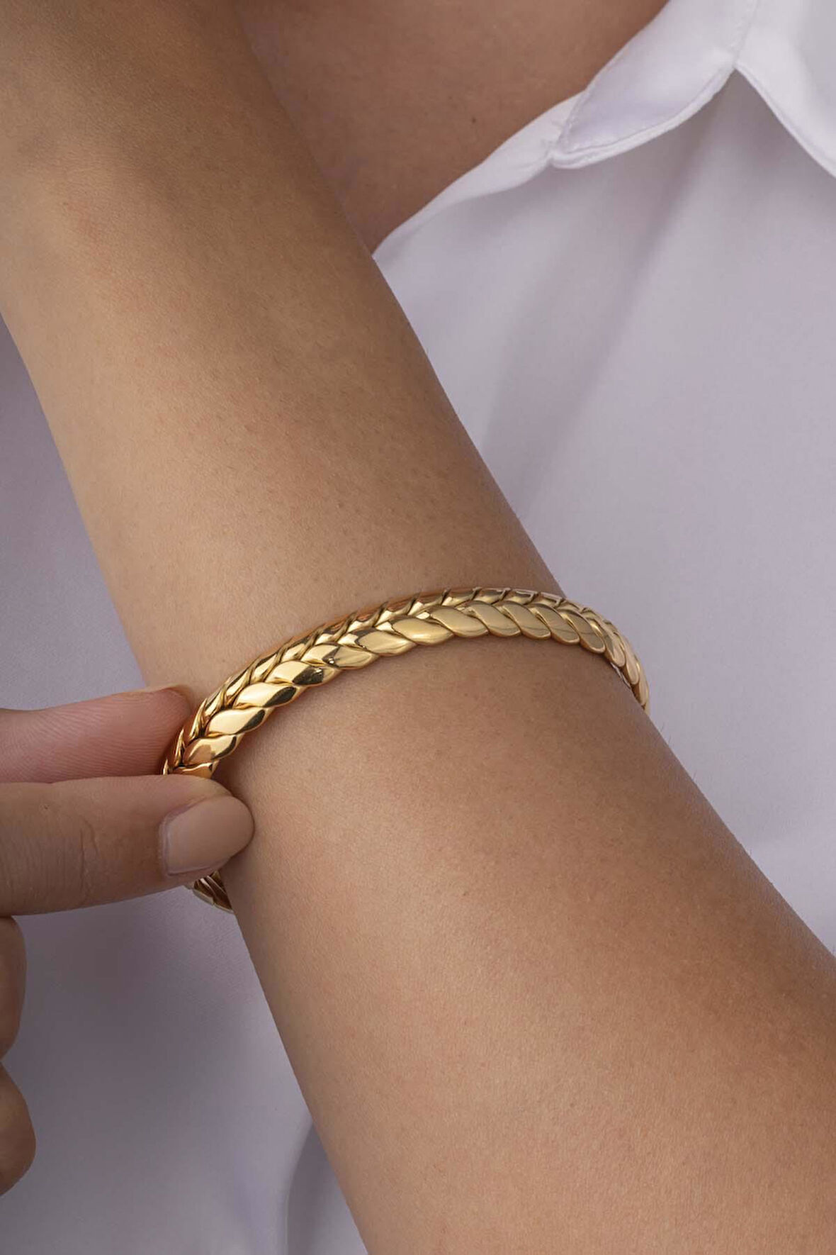 Gümüş Pazarım Altın Kaplama Kadın Çelik Burma Kelepçe Bilezik