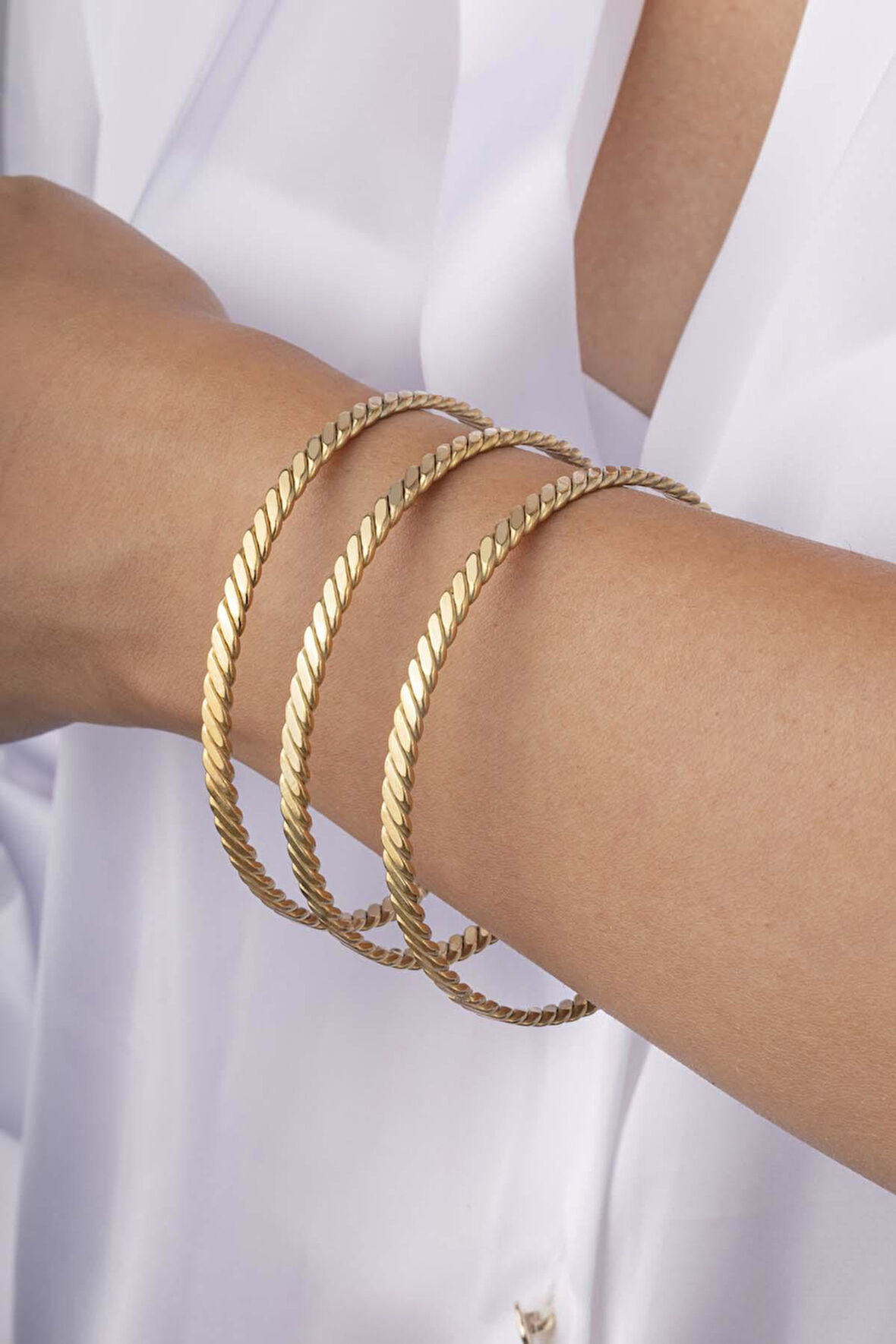 Gümüş Pazarım Altın Kaplama Çelik Üçlü Burma Kadın Bilezik