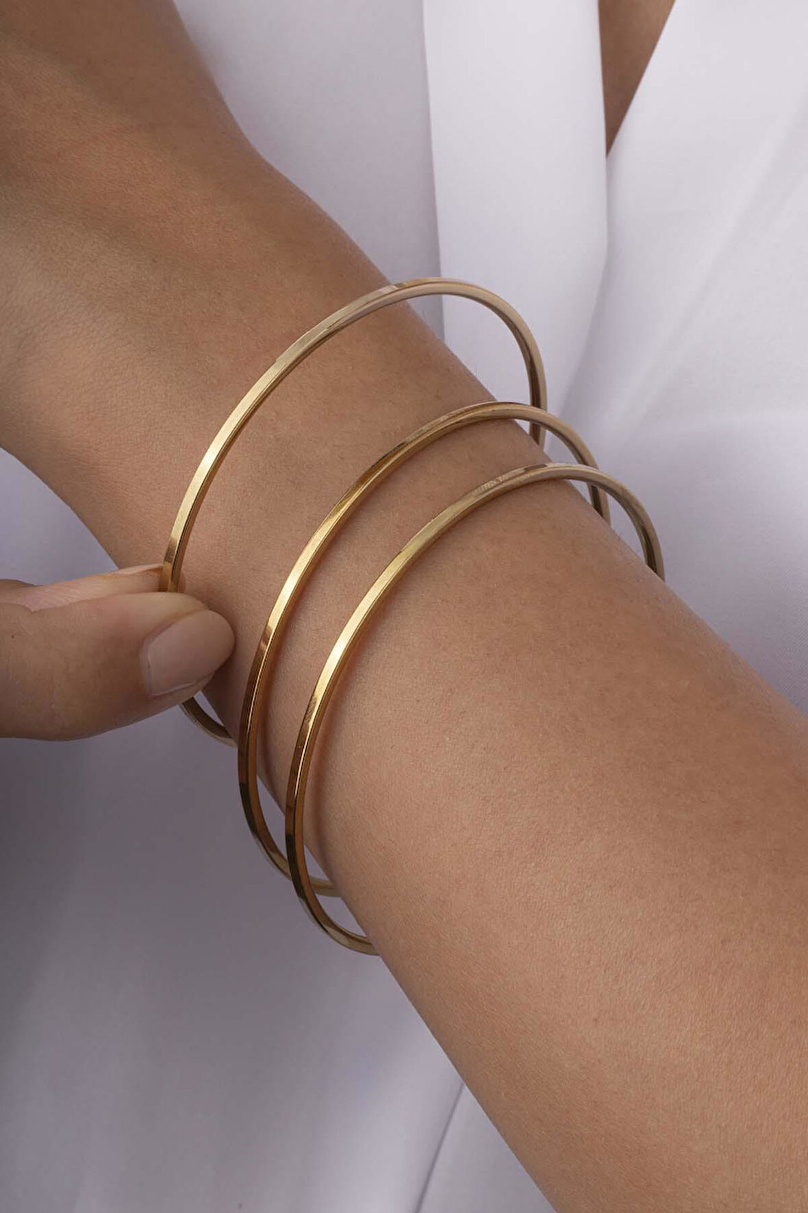 Gümüş Pazarım Parlak Görünüm Altın Kaplama Üçlü Ajda Kadın Çelik Bilezik